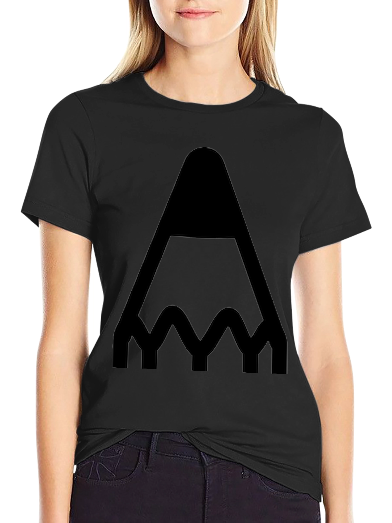 Abstract Geometric Black Graphic Tee