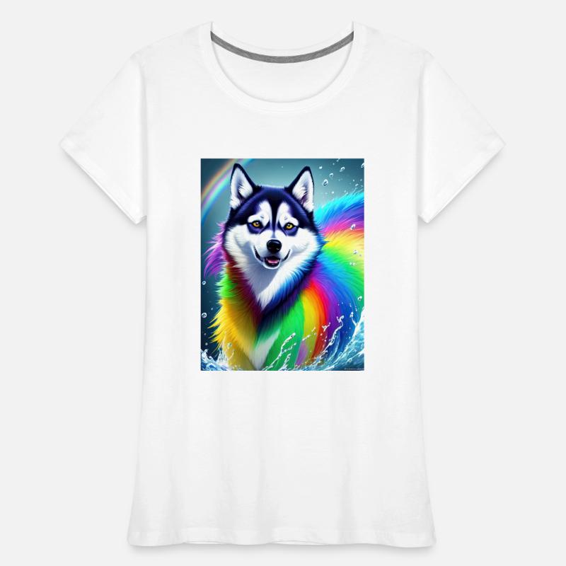 Husky dog with rainbow splashes of colors