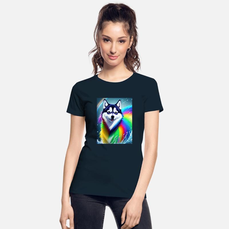 Husky dog with rainbow splashes of colors