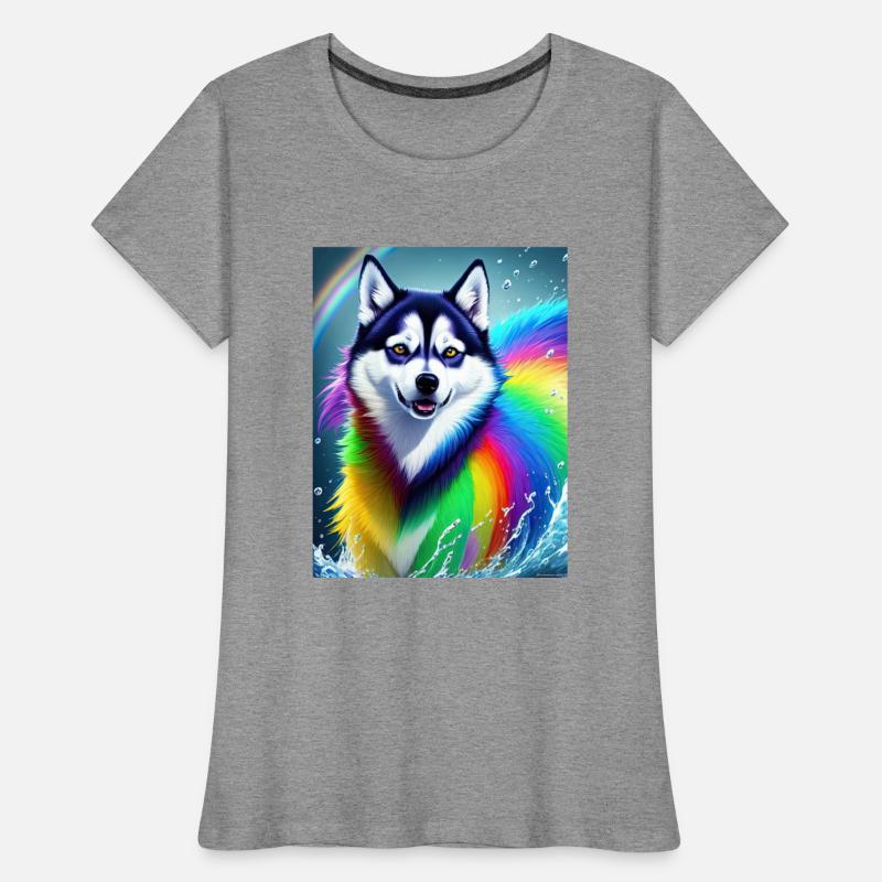Husky dog with rainbow splashes of colors