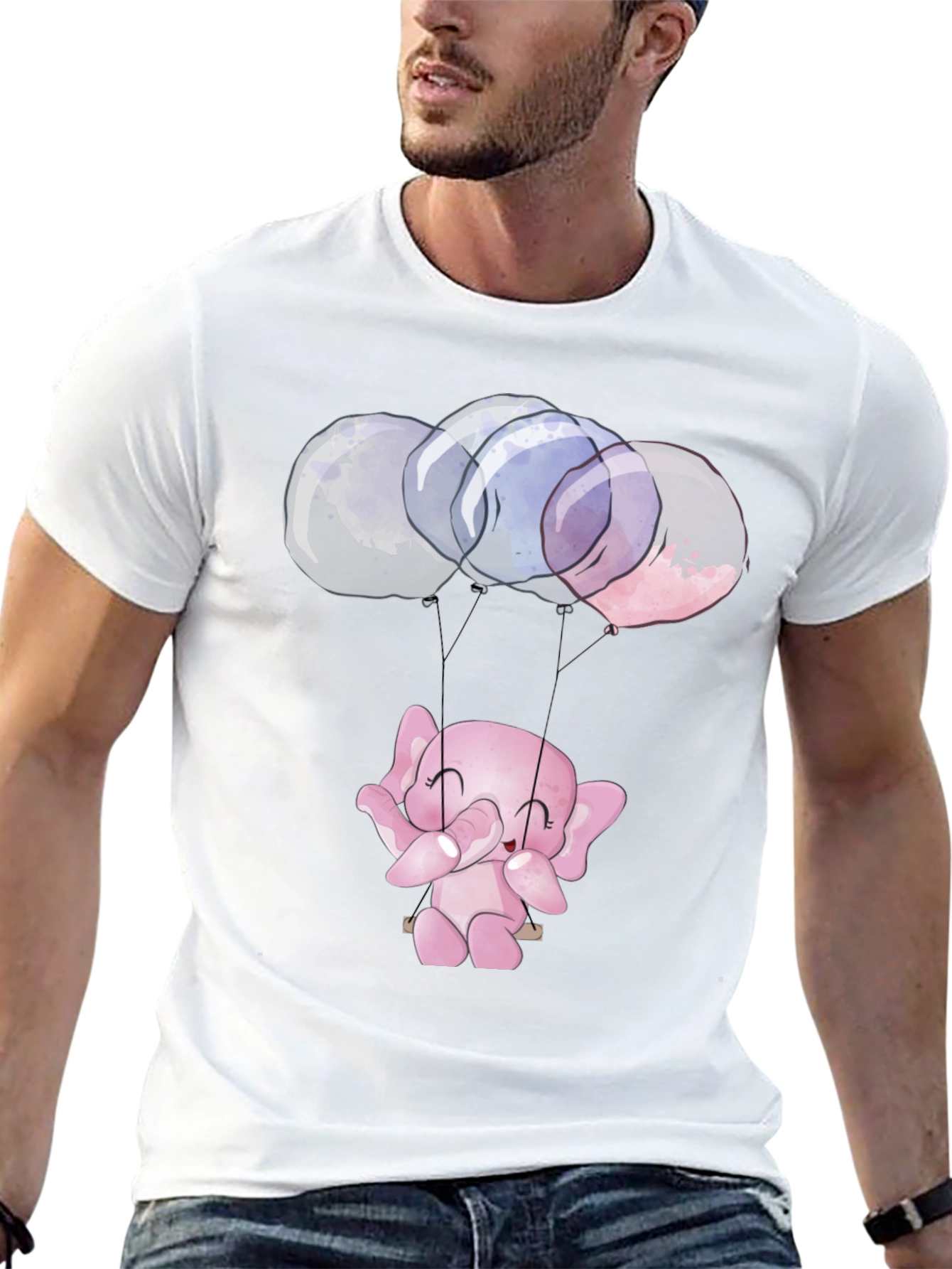 Cute Elephant Balloons Graphic T-Shirt