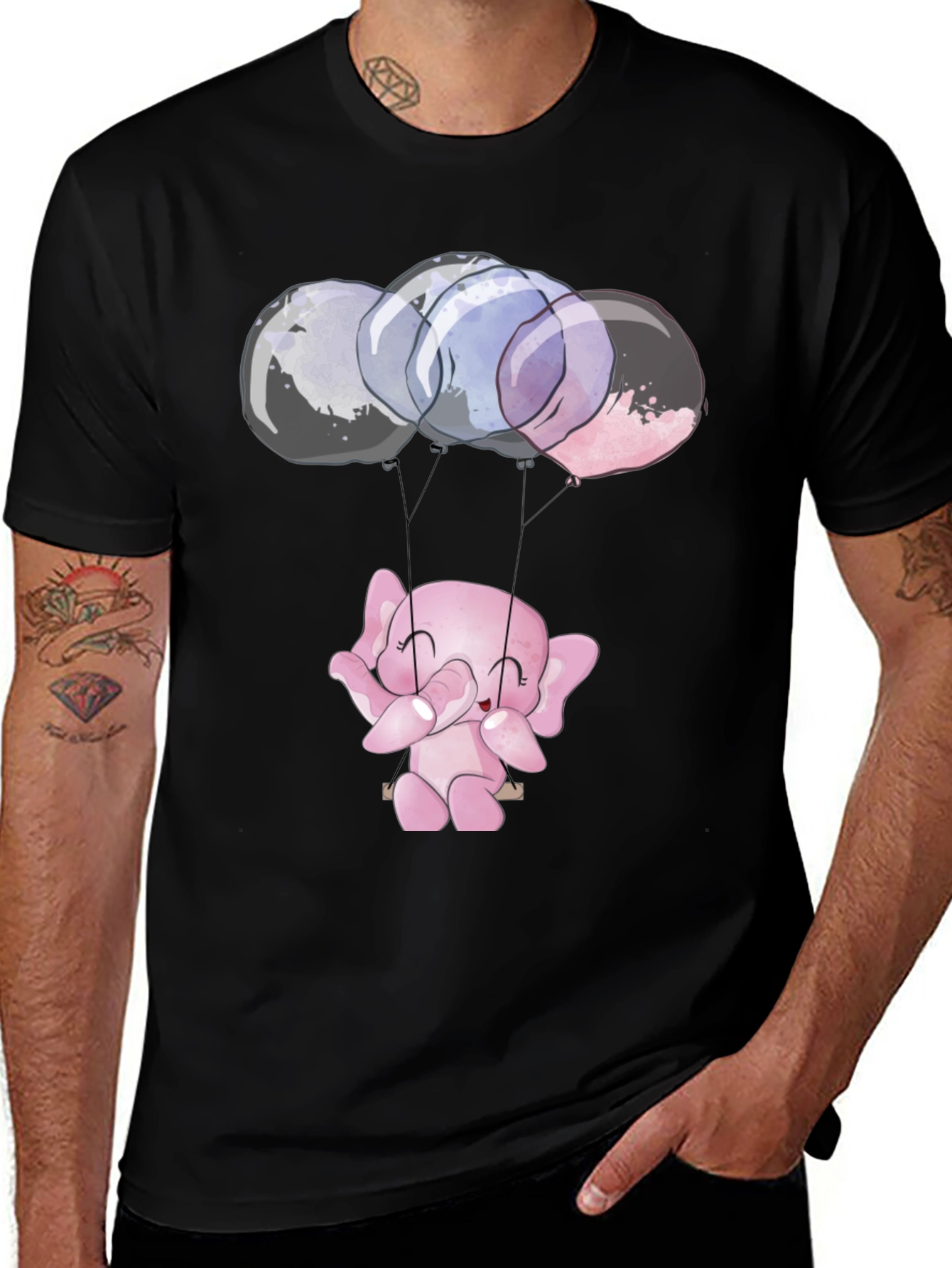 Cute Elephant Balloons Graphic T-Shirt