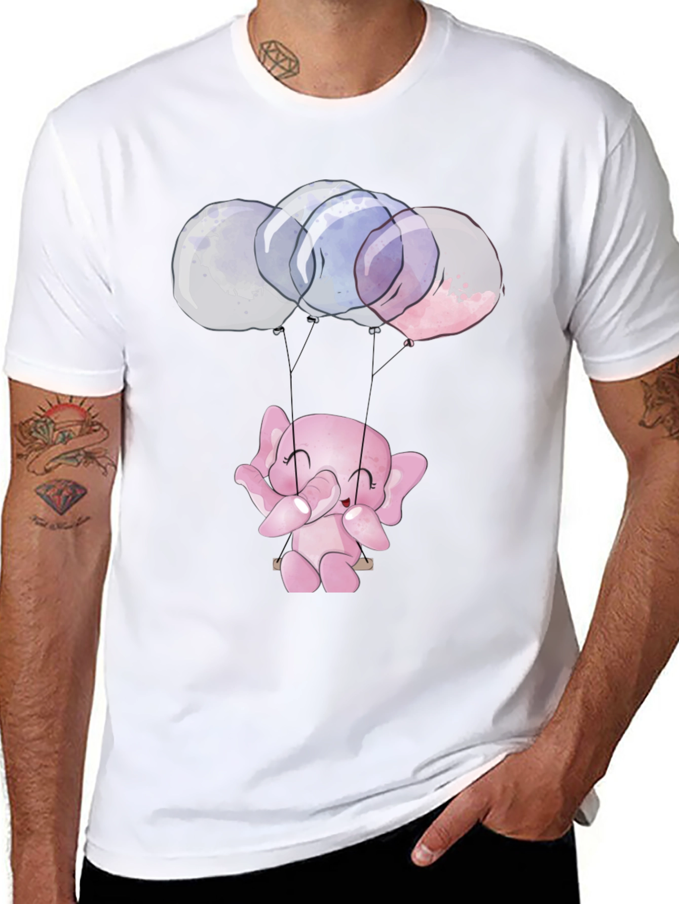 Cute Elephant Balloons Graphic T-Shirt