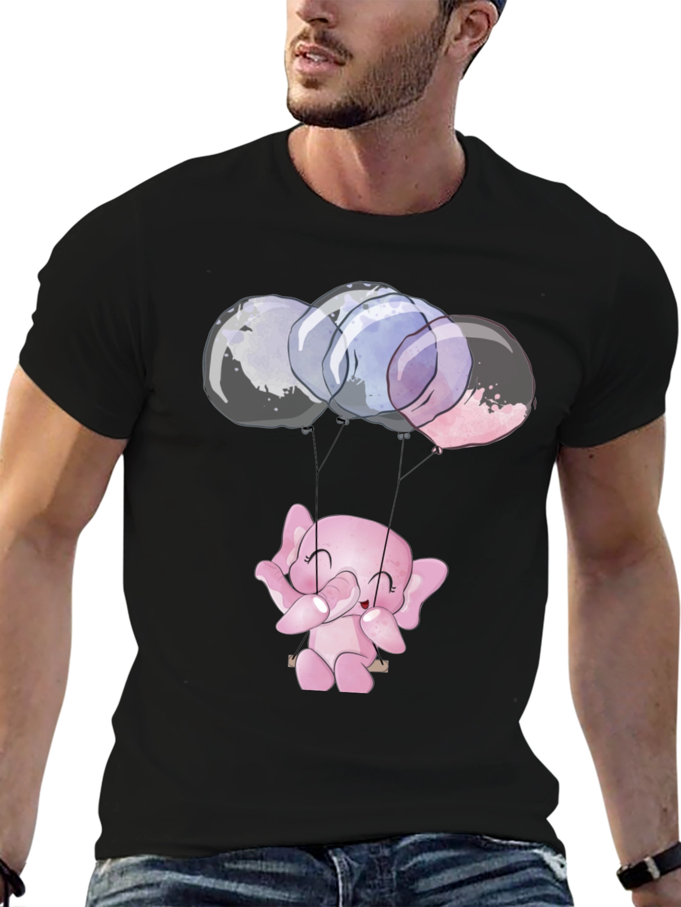 Cute Elephant Balloons Graphic T-Shirt