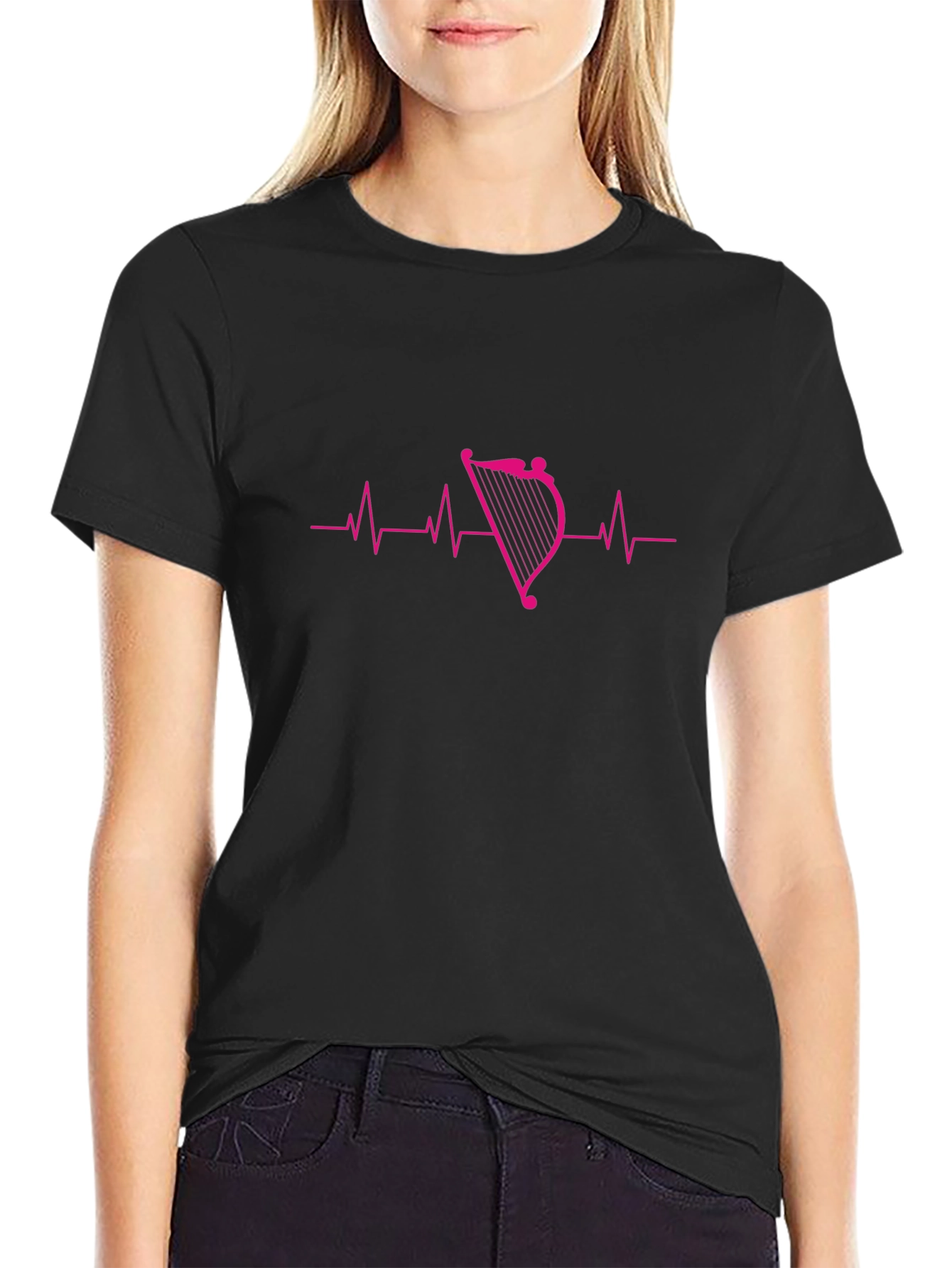 Harp Heartbeat Graphic Tee - Black