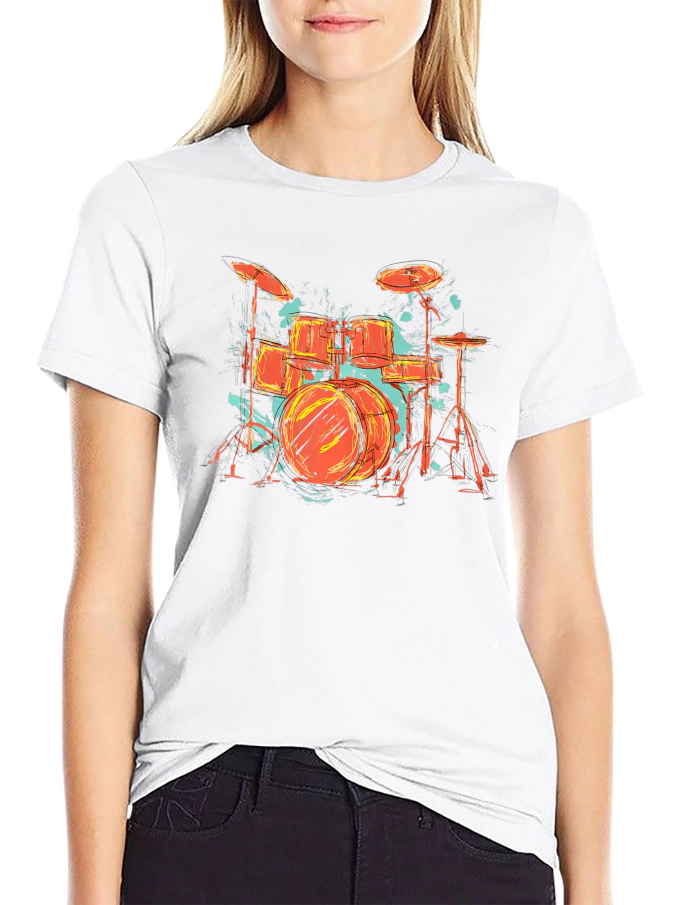 Drum Set Graphic Tee - Band Lovers Black T-Shirt