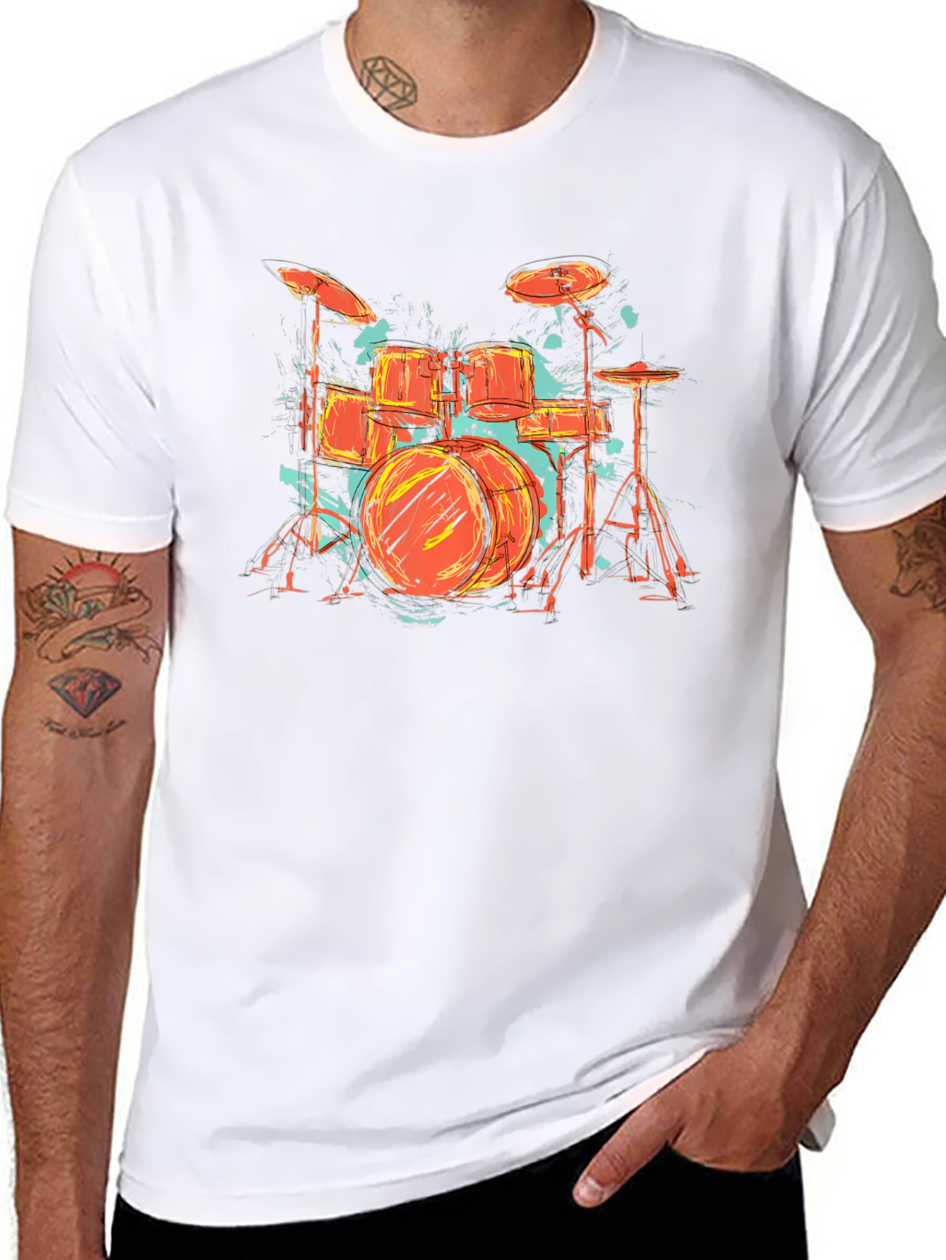 Drum Set Graphic Tee - Band Lovers Black T-Shirt