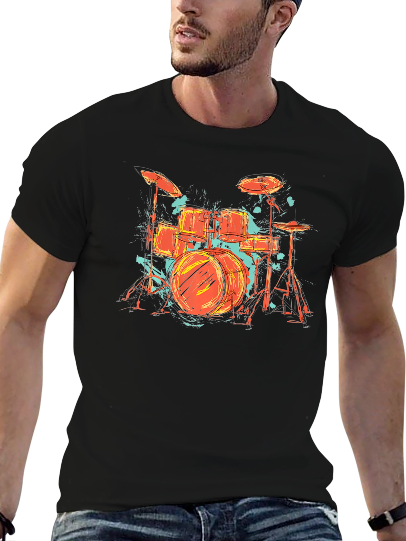 Drum Set Graphic Tee - Band Lovers Black T-Shirt