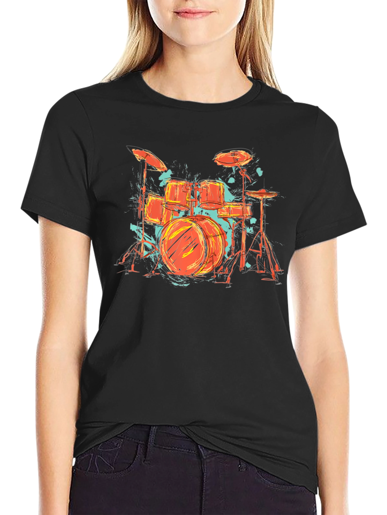 Drum Set Graphic Tee - Band Lovers Black T-Shirt