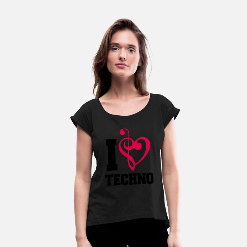 I Love Techno Music Party DJ Clef Bass Note Heart