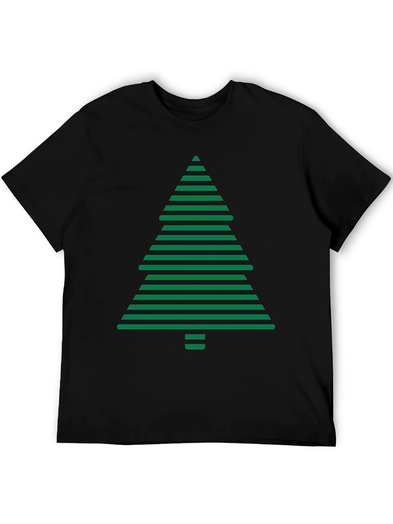 Striped Christmas Tree Graphic Tee - Holiday Style