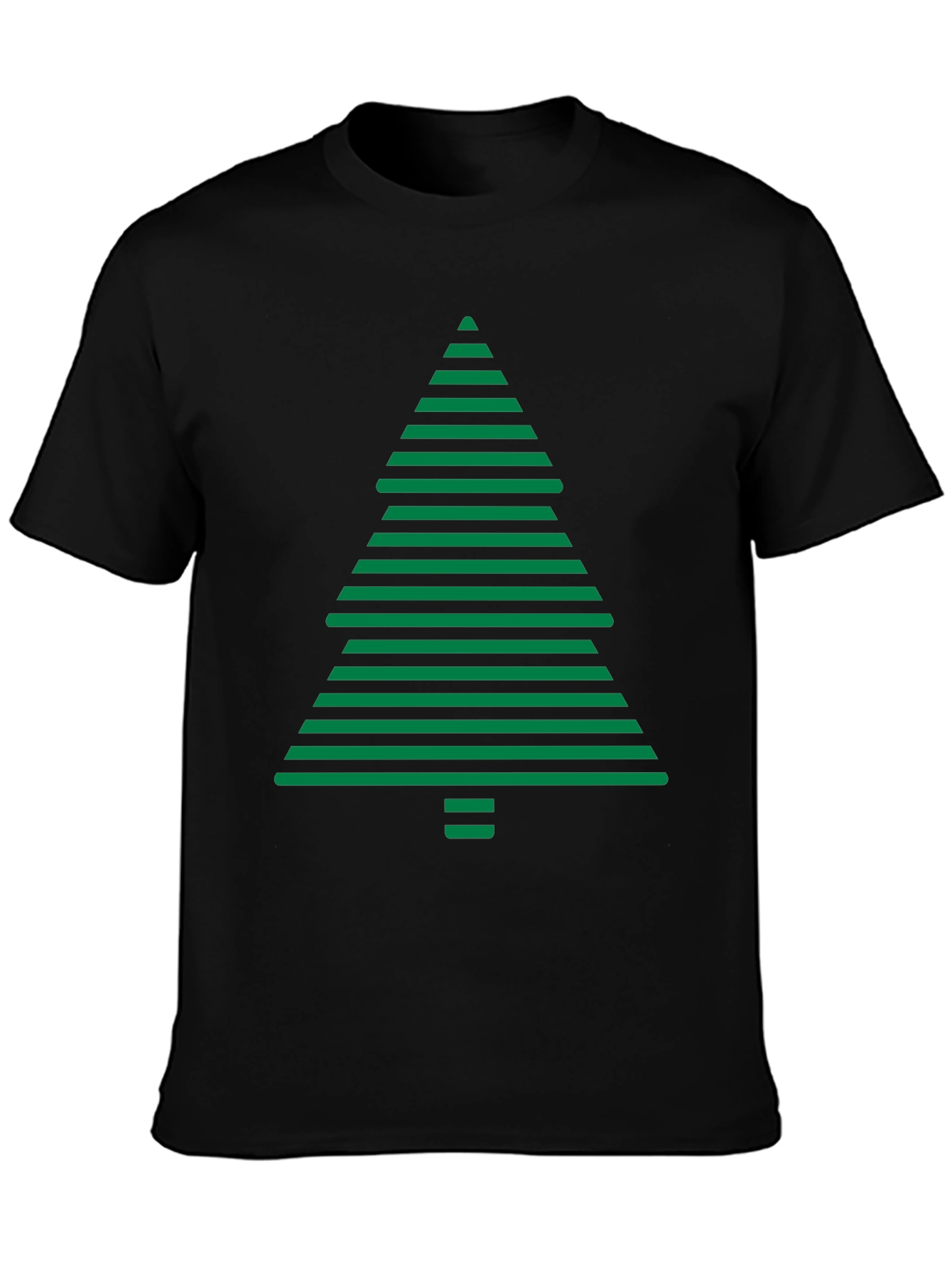 Striped Christmas Tree Graphic Tee - Holiday Style