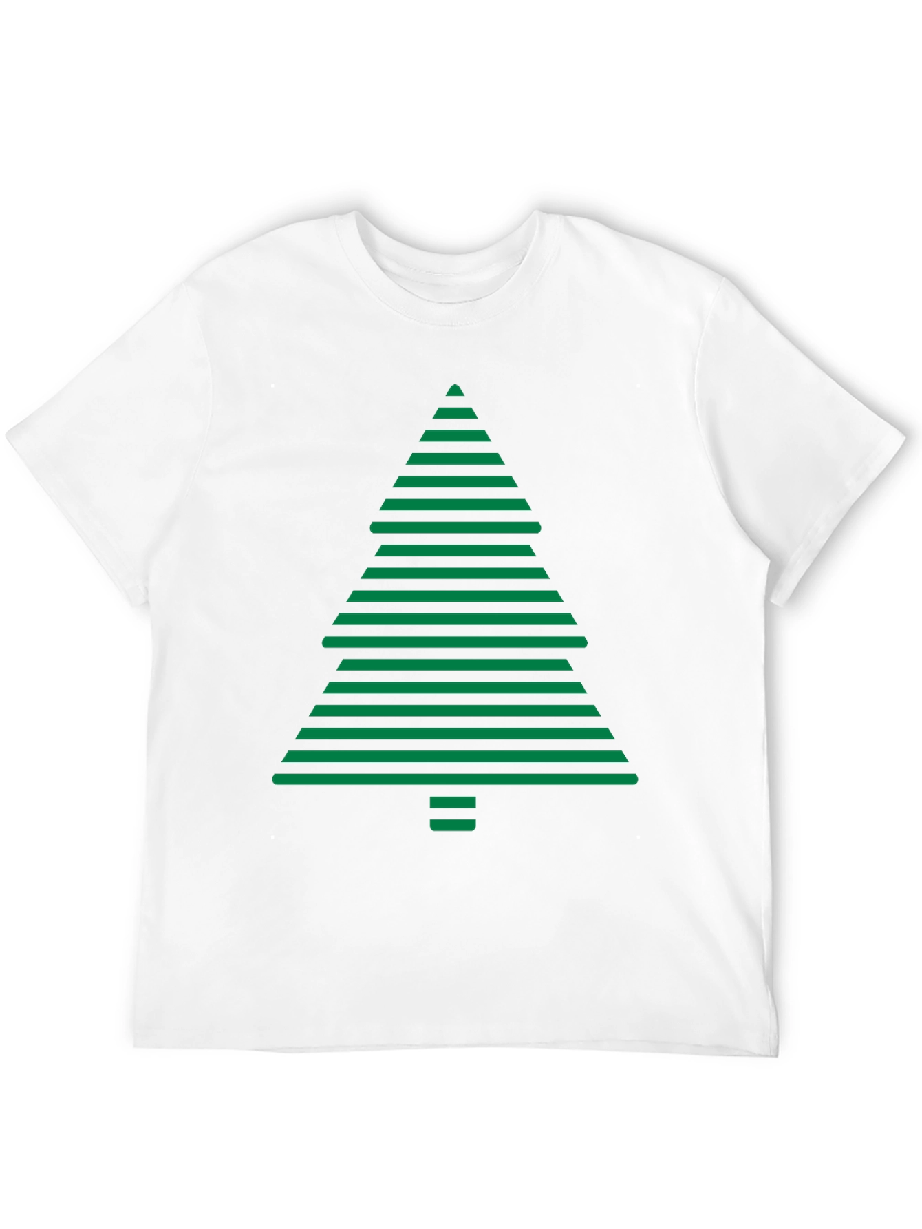 Striped Christmas Tree Graphic Tee - Holiday Style
