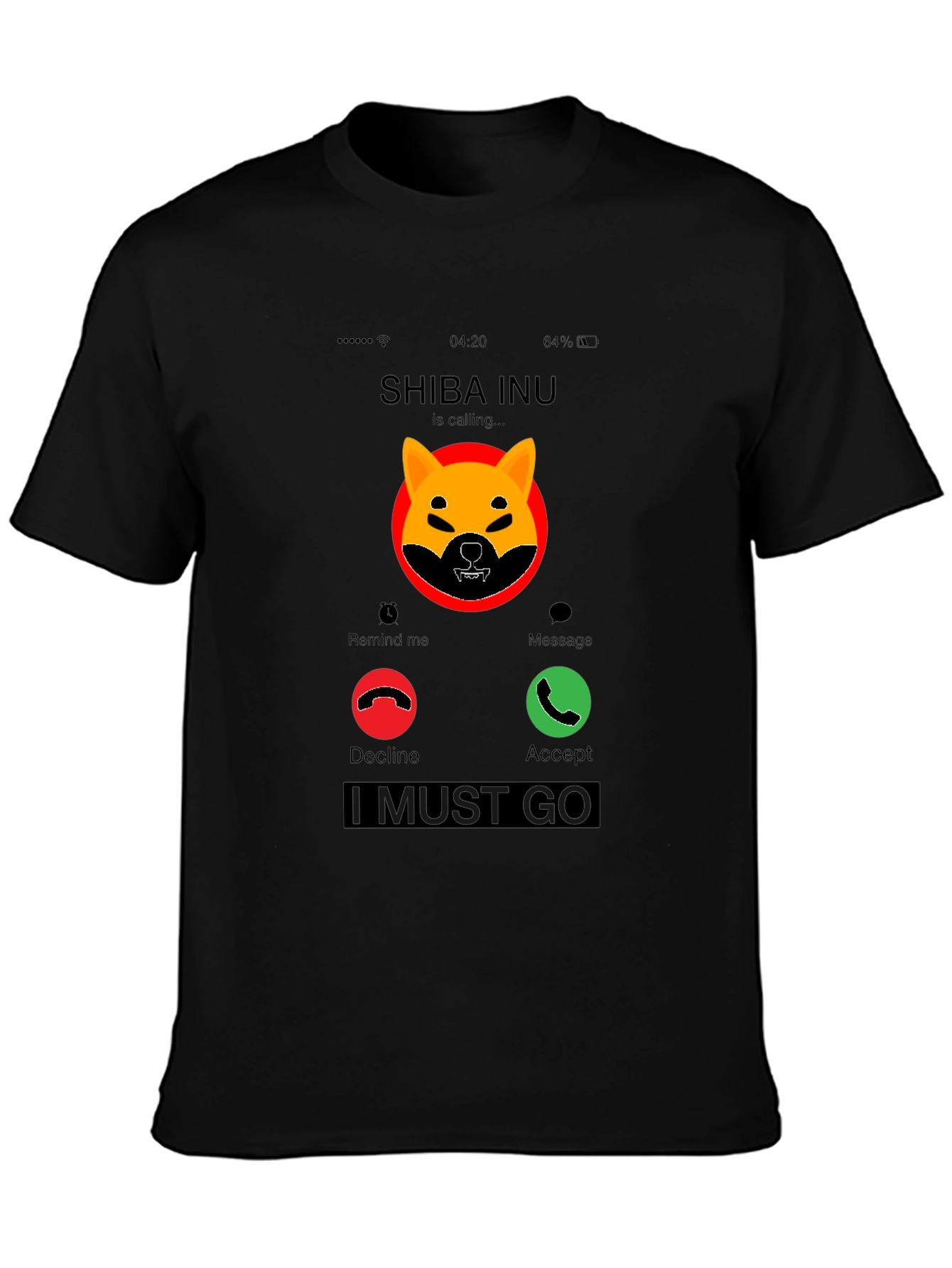 Shiba Inu Calling Black T-Shirt