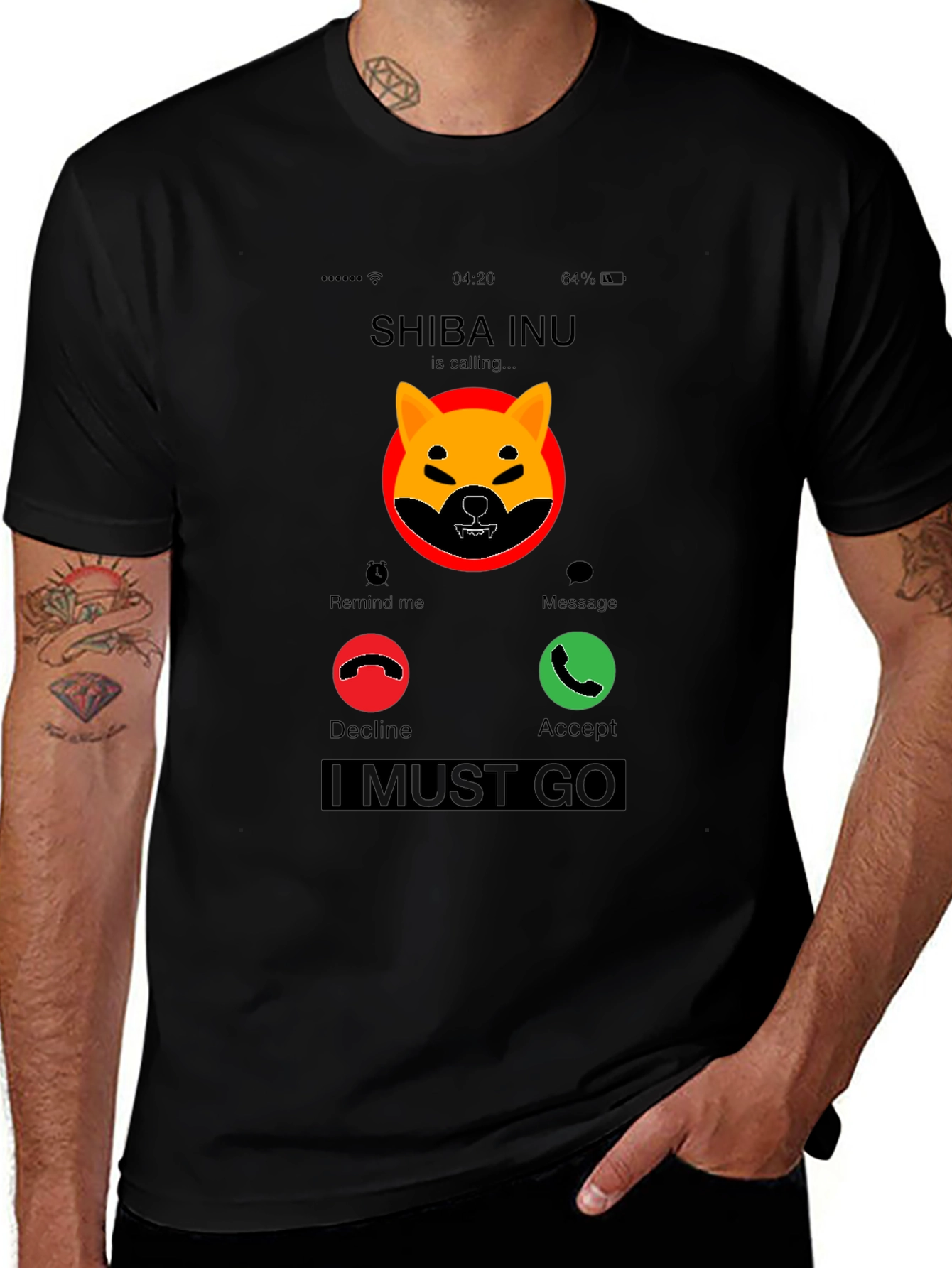 Shiba Inu Calling Black T-Shirt