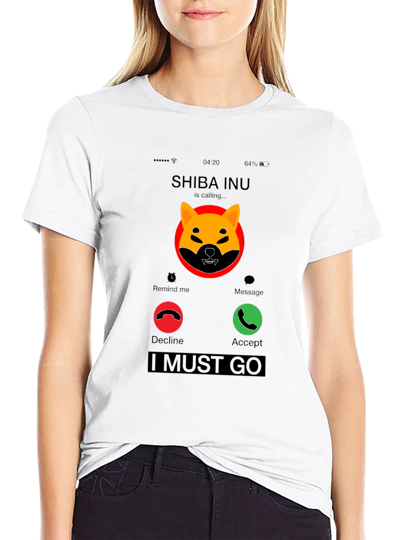 Shiba Inu Calling Black T-Shirt