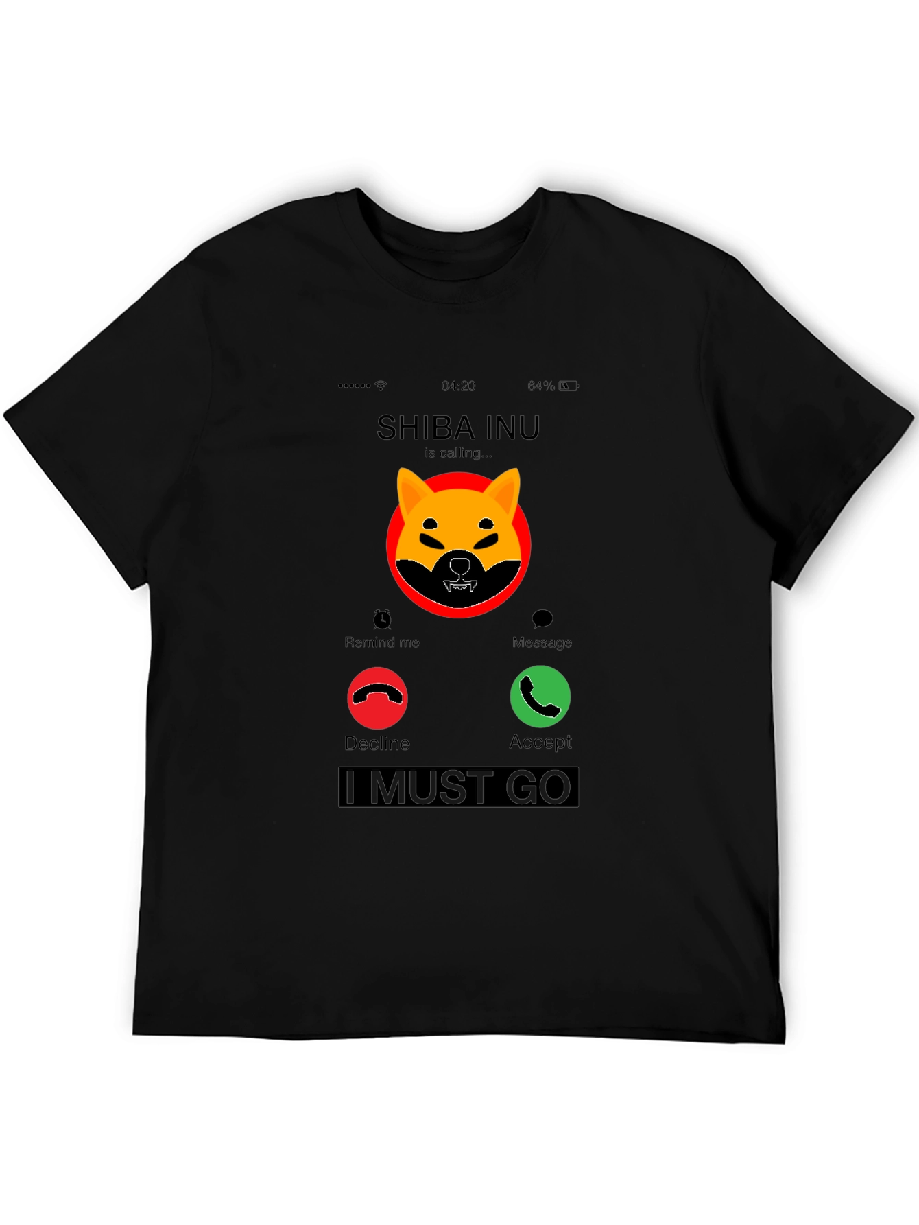 Shiba Inu Calling Black T-Shirt