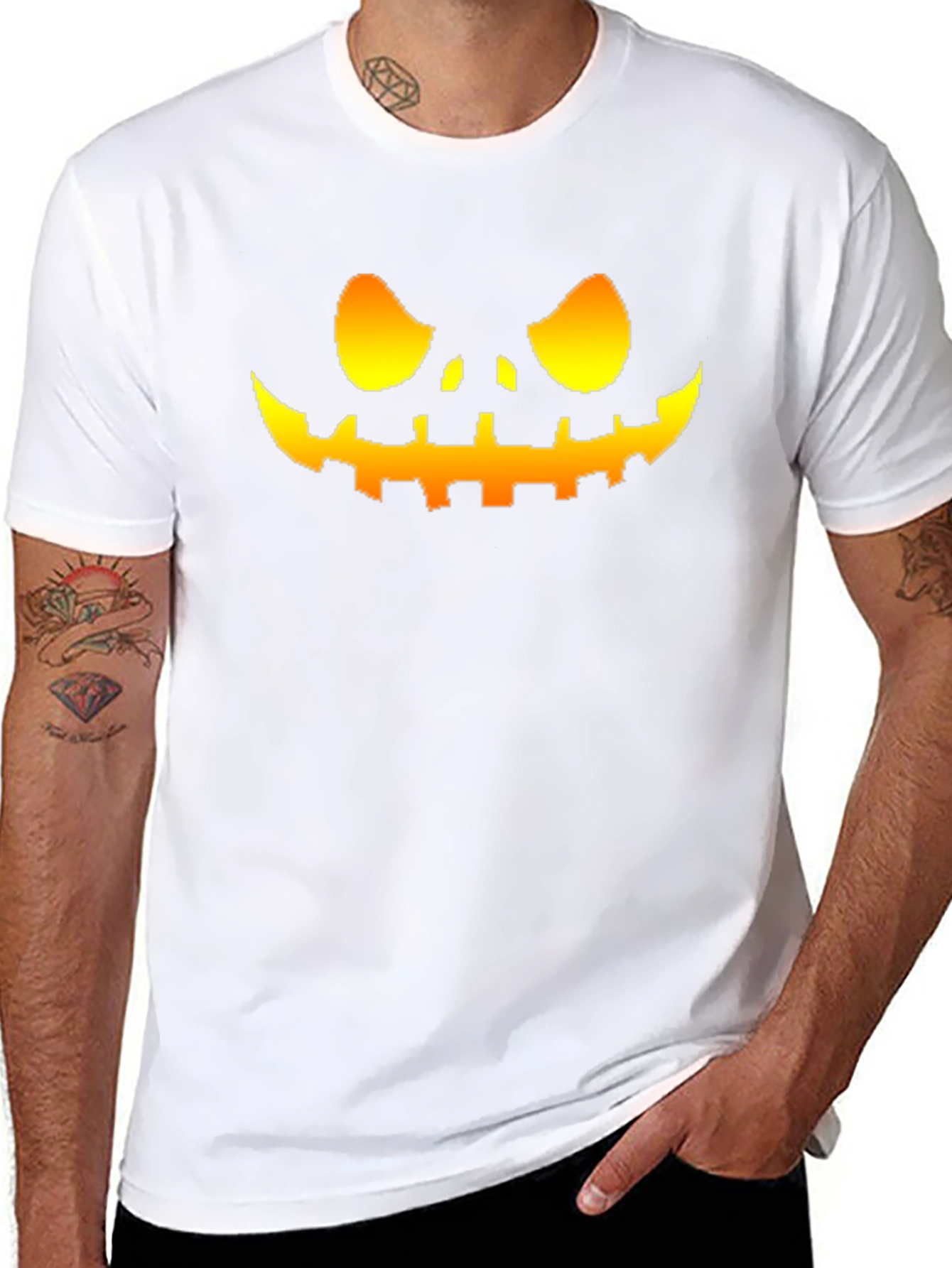Mens Halloween Pumpkin Face Graphic T-Shirt
