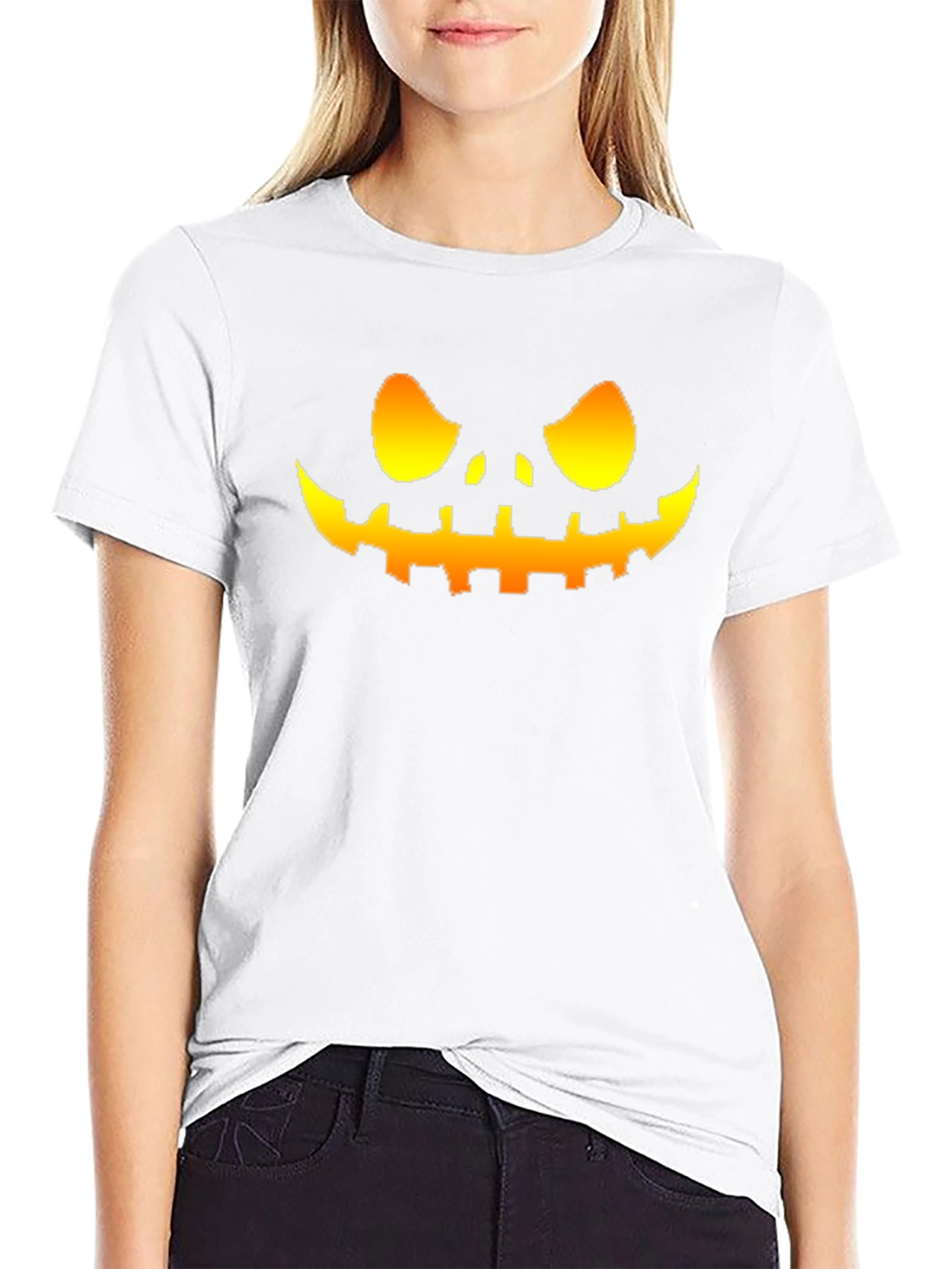 Mens Halloween Pumpkin Face Graphic T-Shirt