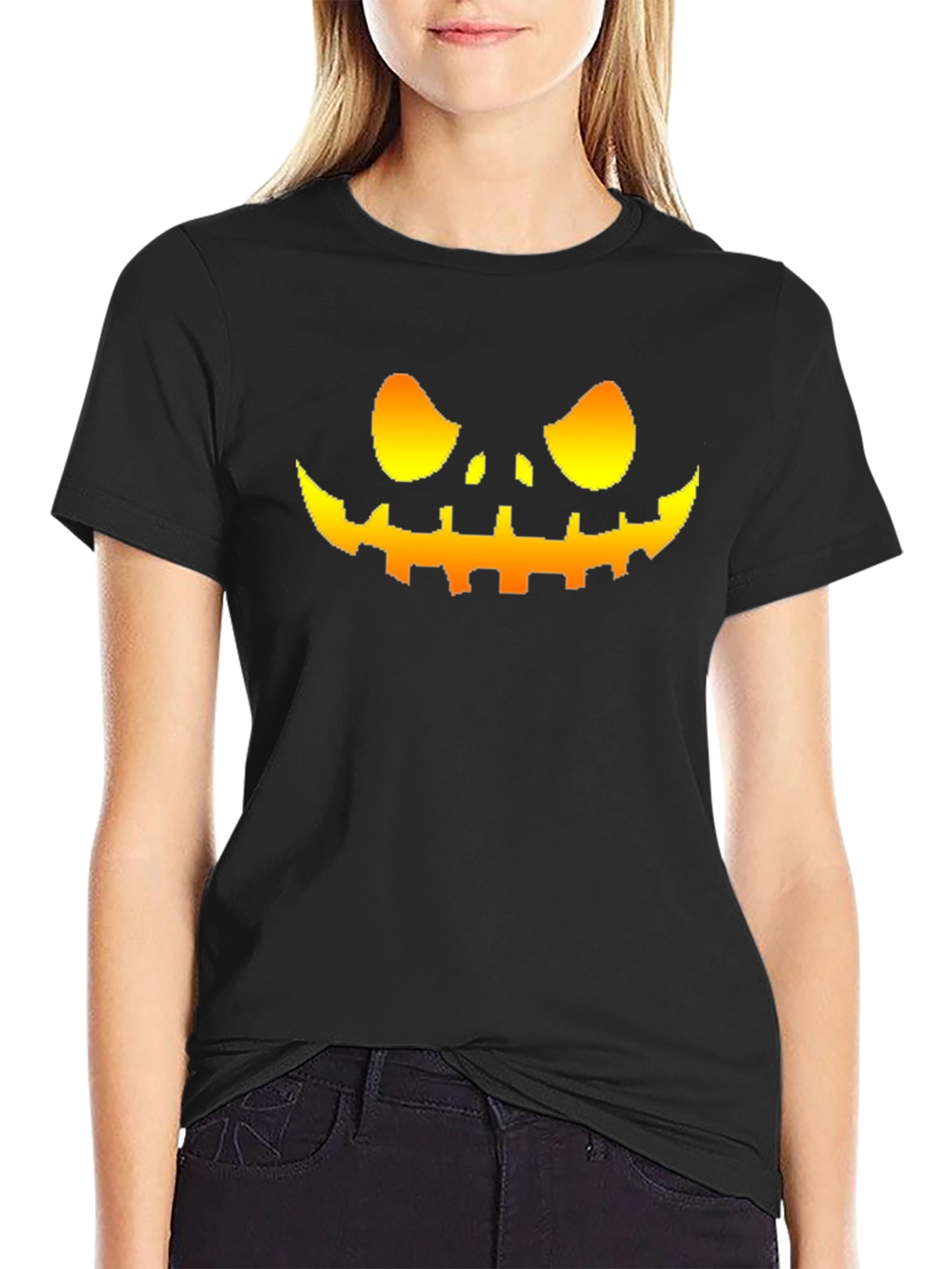 Mens Halloween Pumpkin Face Graphic T-Shirt