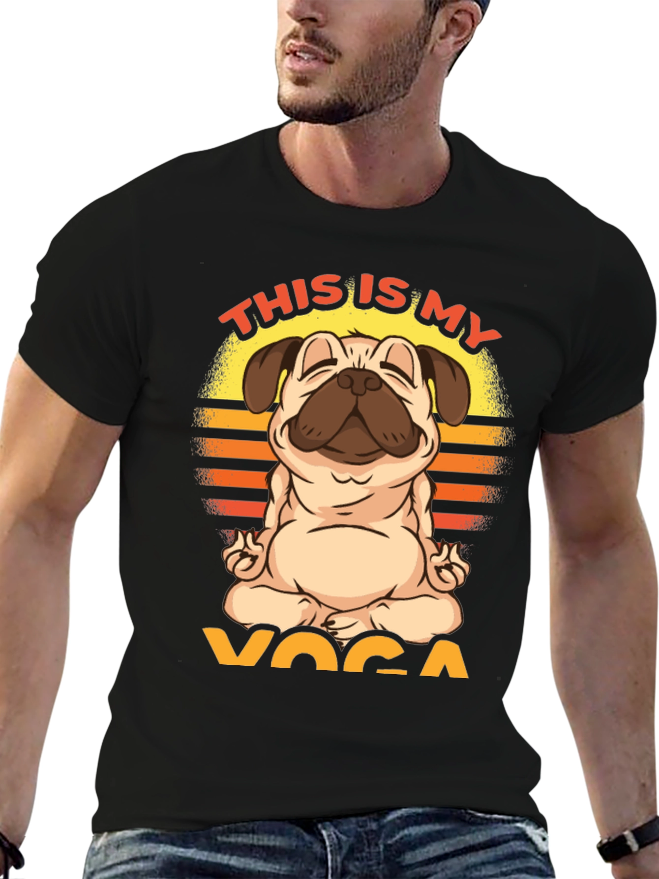 Yoga Pug T-Shirt - Meditating Dog Tee