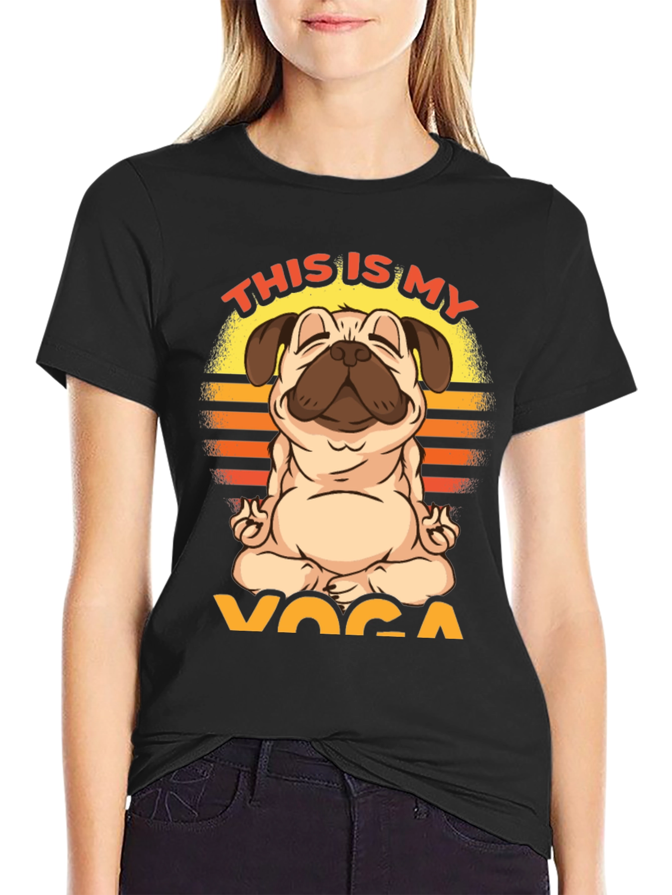 Yoga Pug T-Shirt - Meditating Dog Tee