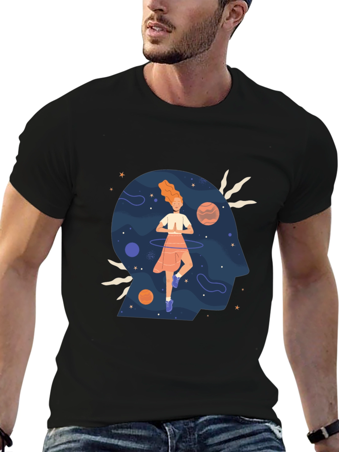 Mindful Universe Graphic Tee - Black Cotton