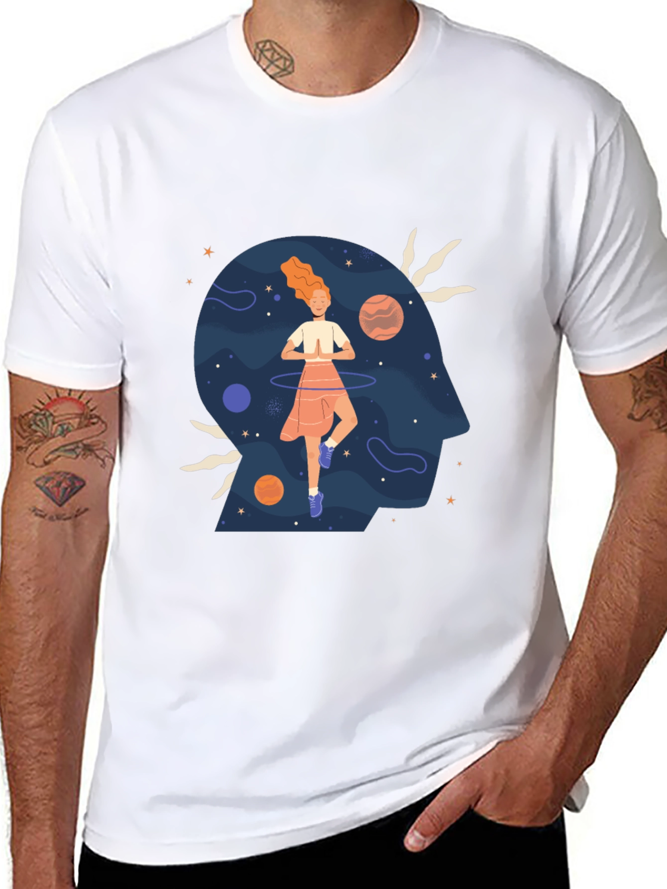 Mindful Universe Graphic Tee - Black Cotton