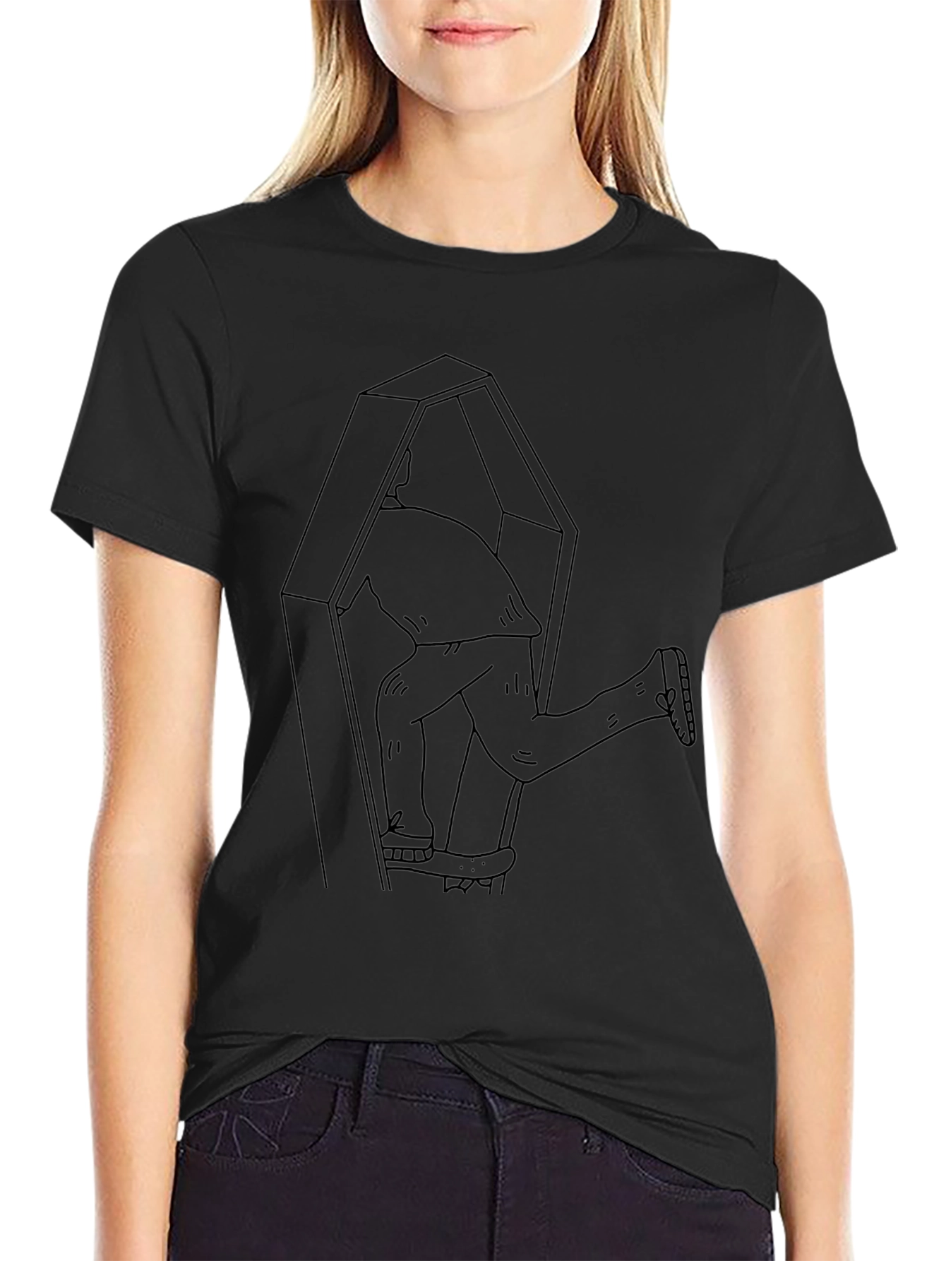 Funny Coffin Escape Mens Black T-Shirt