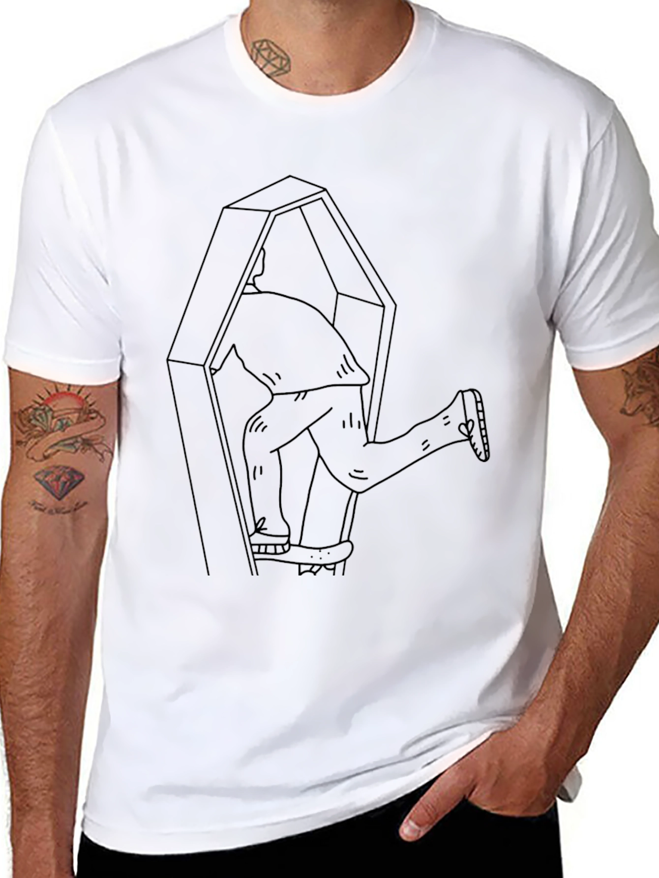 Funny Coffin Escape Mens Black T-Shirt