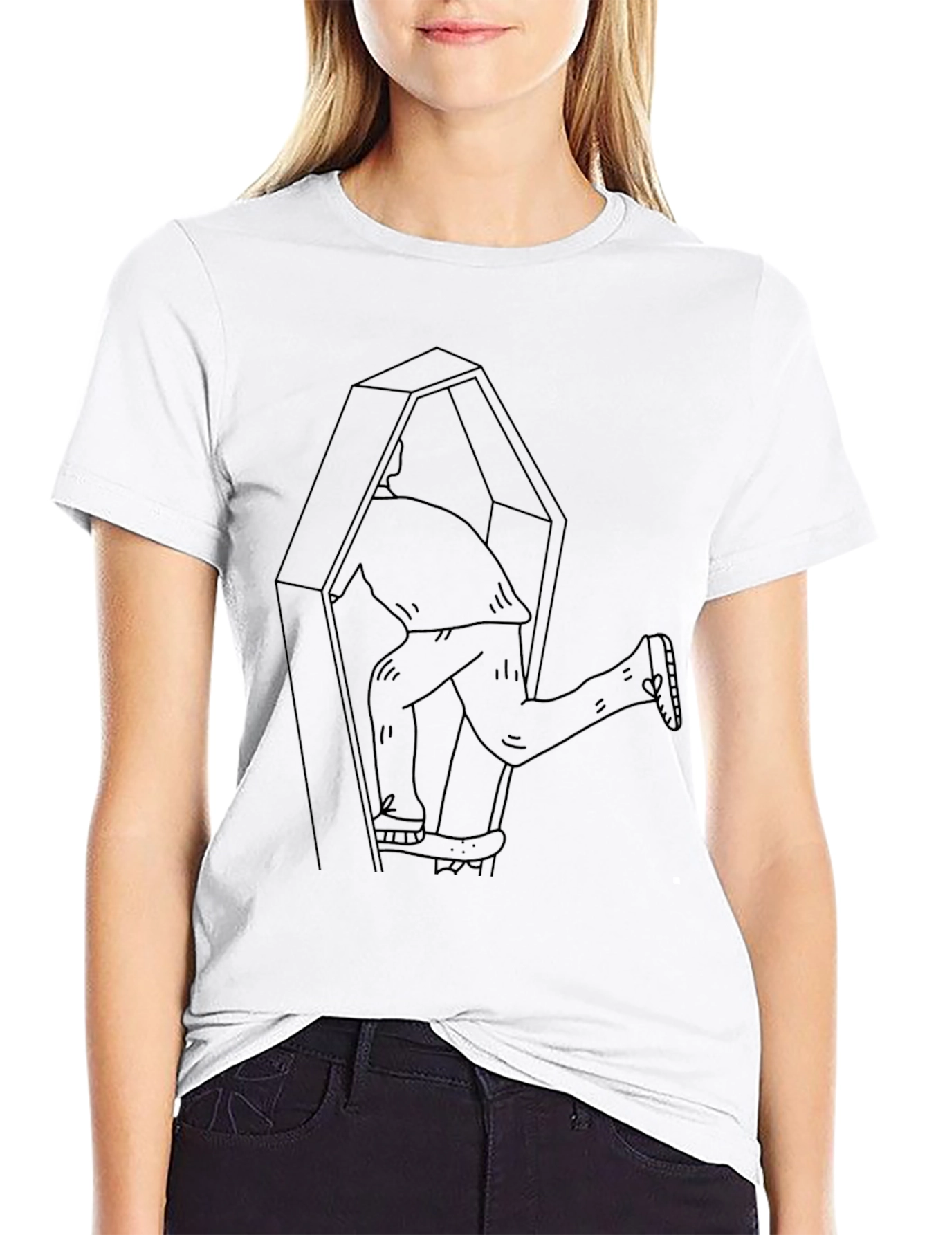 Funny Coffin Escape Mens Black T-Shirt