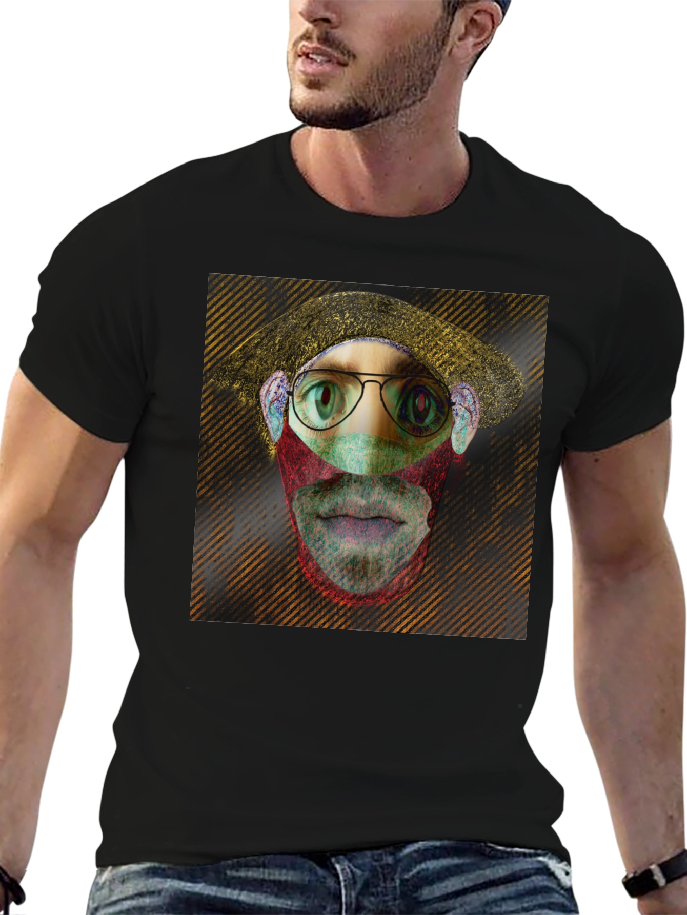 Eye-Catching Graphic Print Black T-Shirt