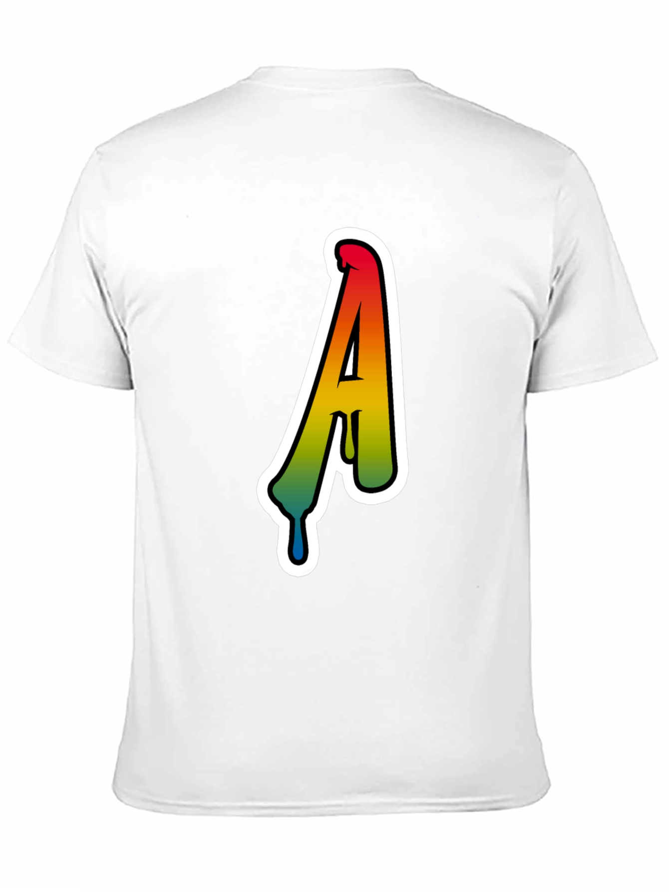 Rainbow Drip Letter A Black T-Shirt