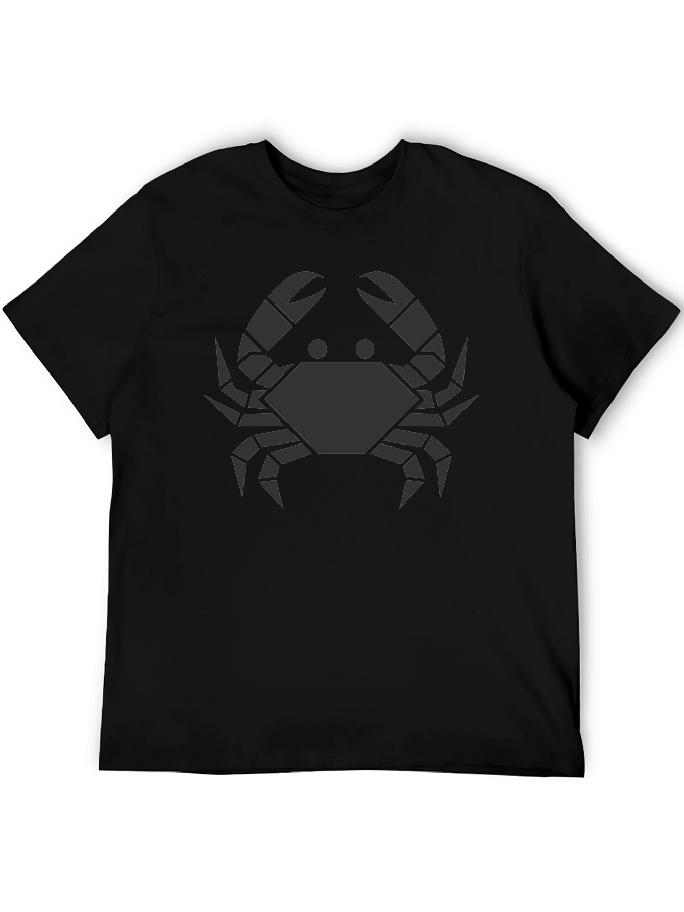 Geometric Crab Graphic Tee - Black Cotton T-Shirt