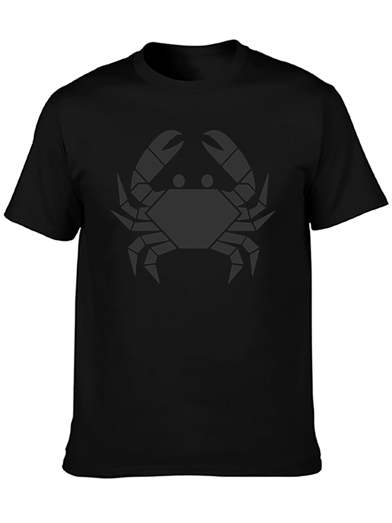Geometric Crab Graphic Tee - Black Cotton T-Shirt