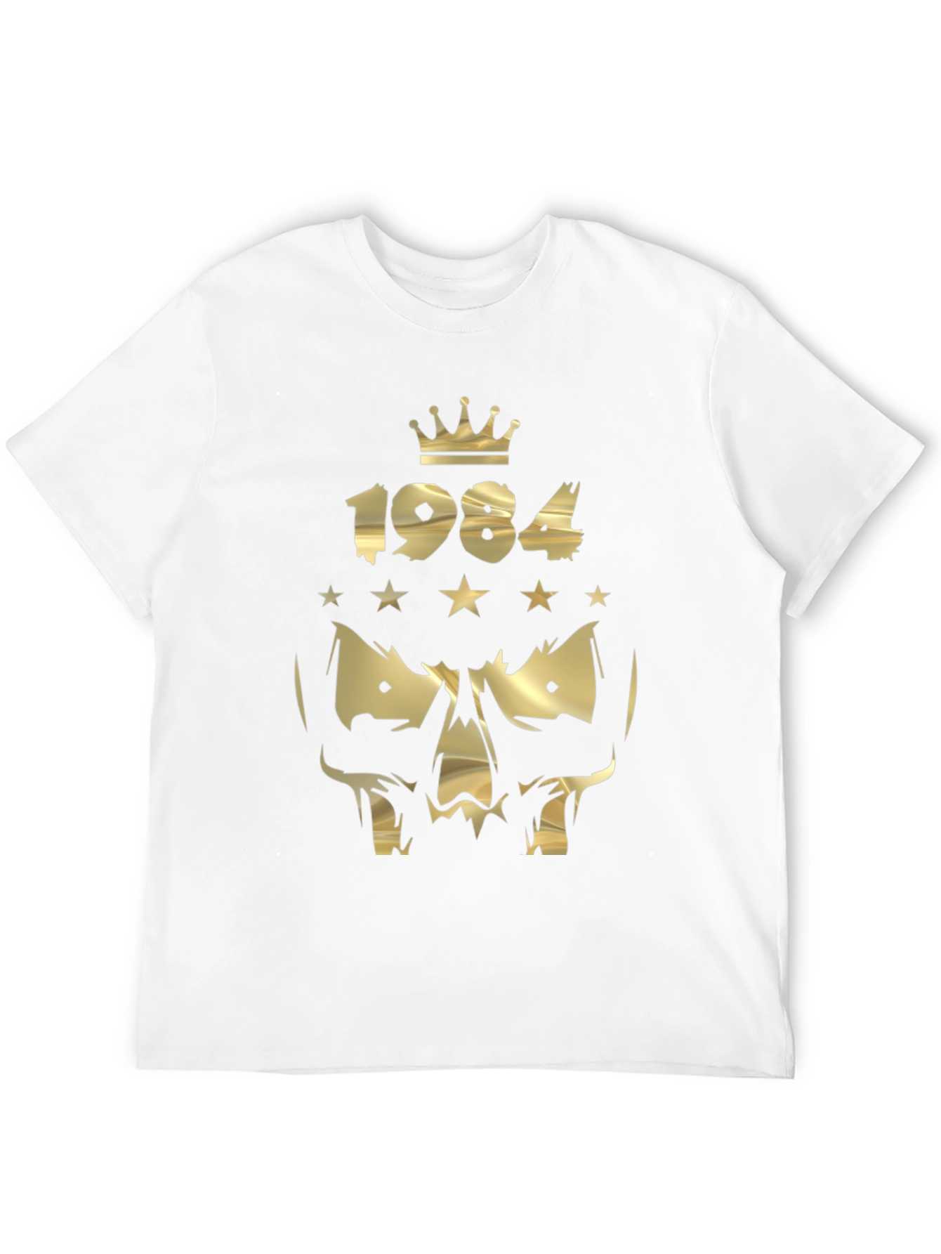 1984 Skull Graphic T-Shirt - Gold Print Design
