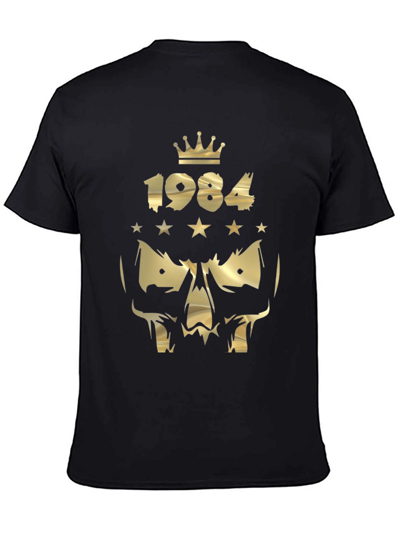1984 Skull Graphic T-Shirt - Gold Print Design
