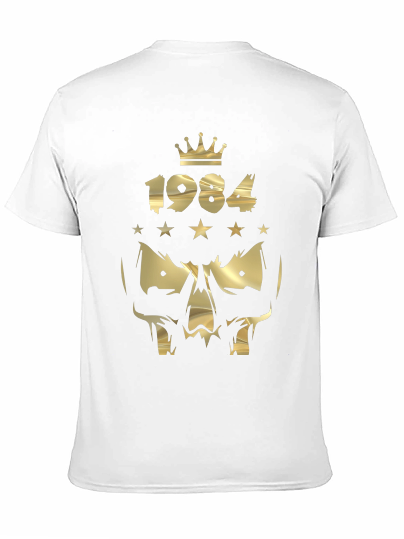 1984 Skull Graphic T-Shirt - Gold Print Design