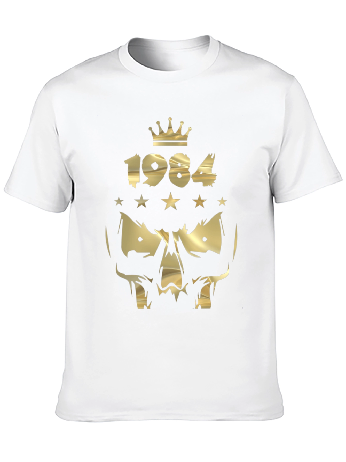 1984 Skull Graphic T-Shirt - Gold Print Design