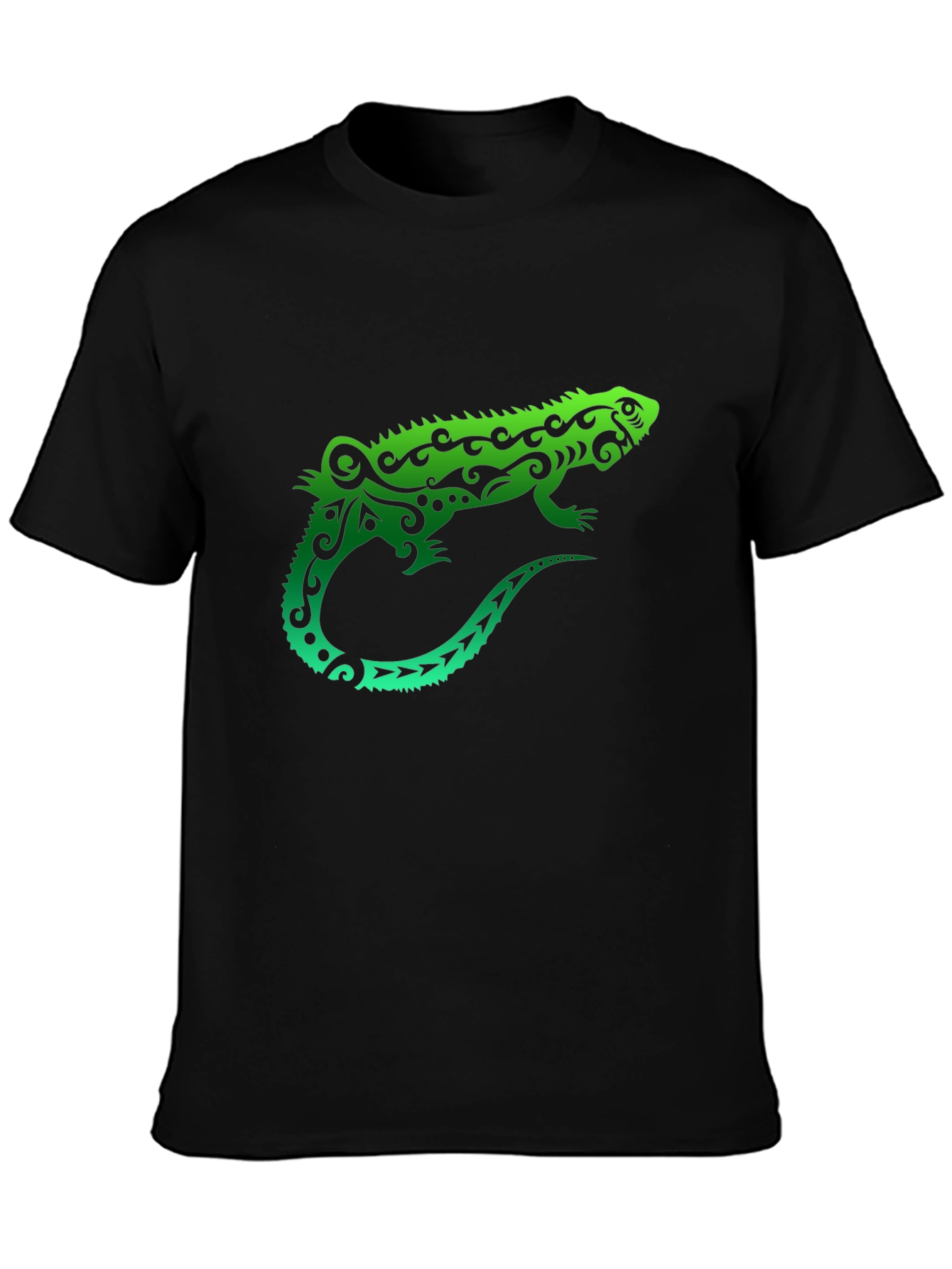 Tribal Iguana Black T-Shirt - Unique Design