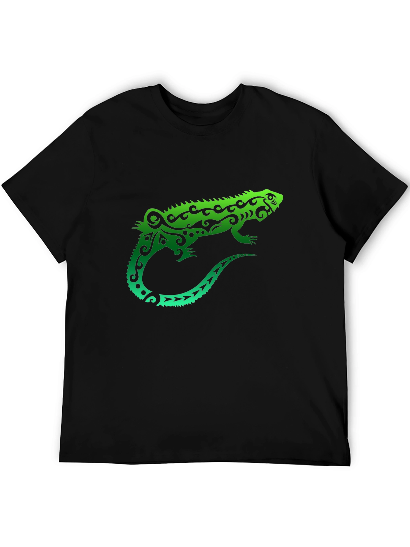 Tribal Iguana Black T-Shirt - Unique Design