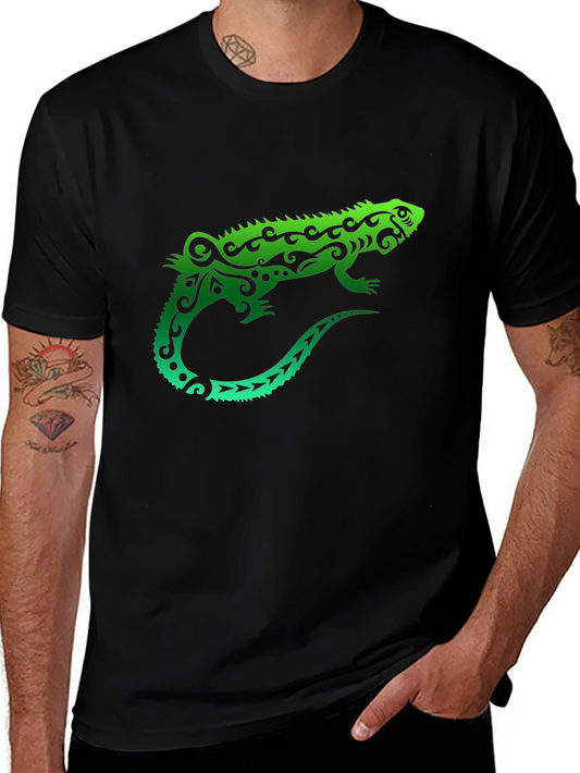 Tribal Iguana Black T-Shirt - Unique Design