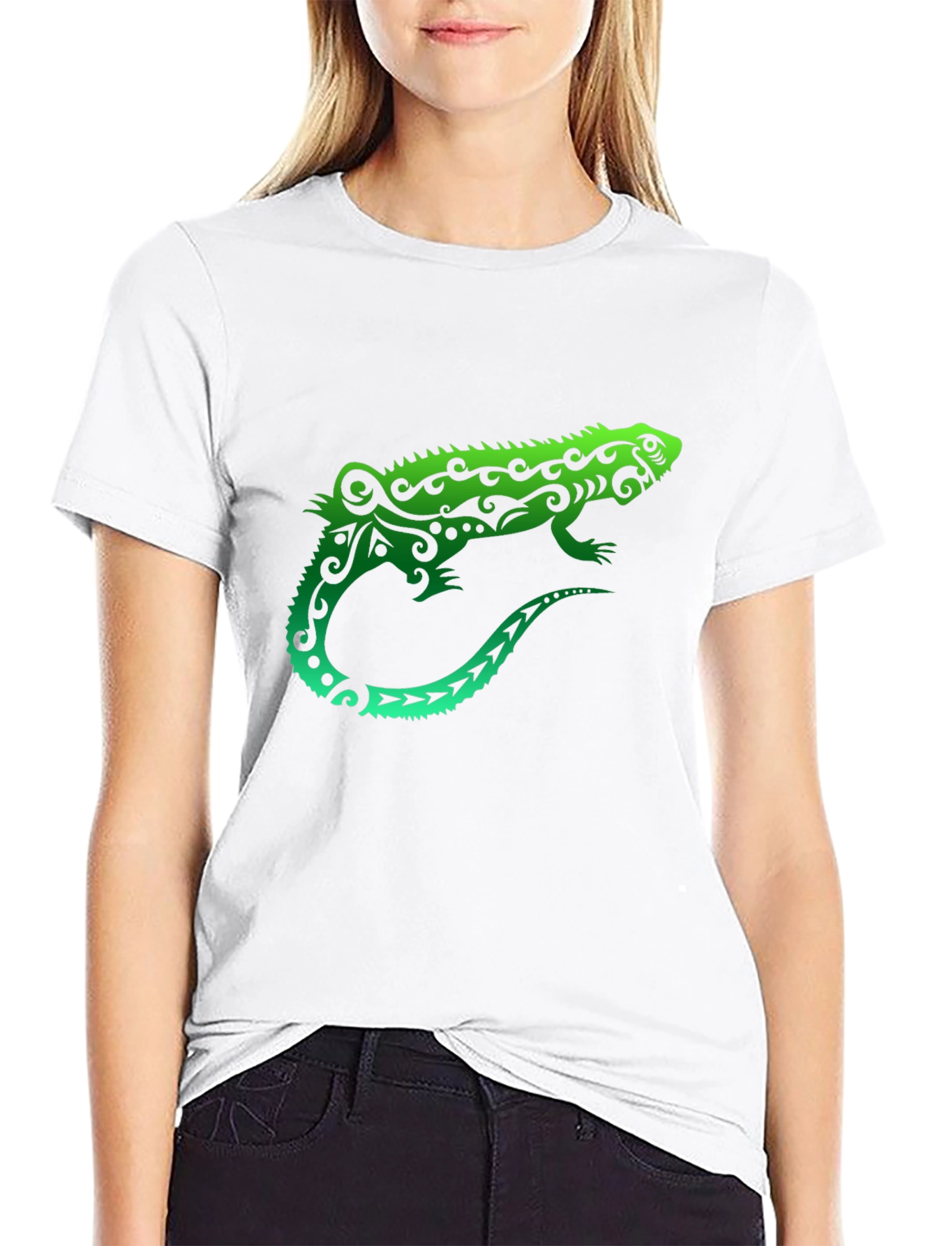 Tribal Iguana Black T-Shirt - Unique Design