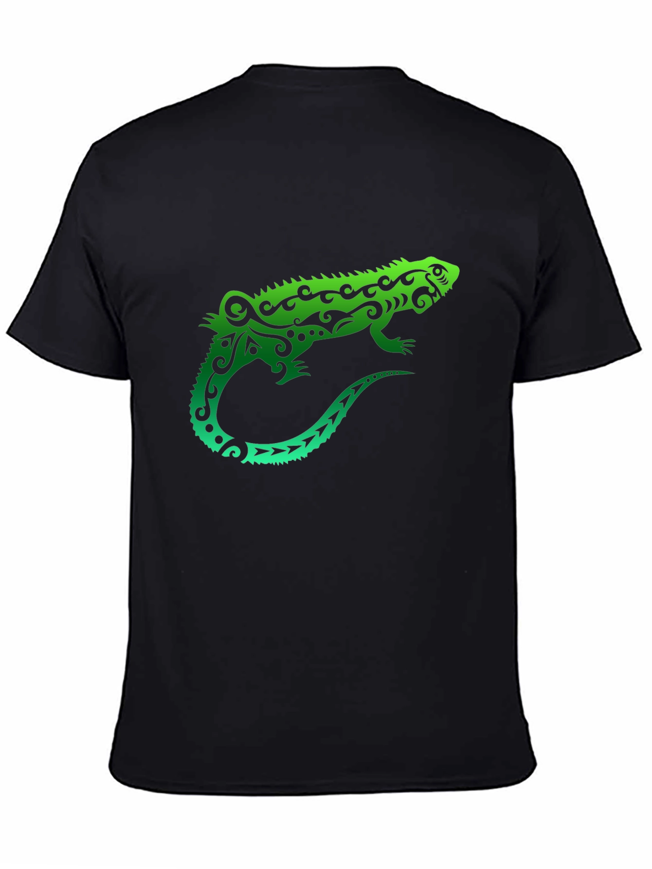 Tribal Iguana Black T-Shirt - Unique Design