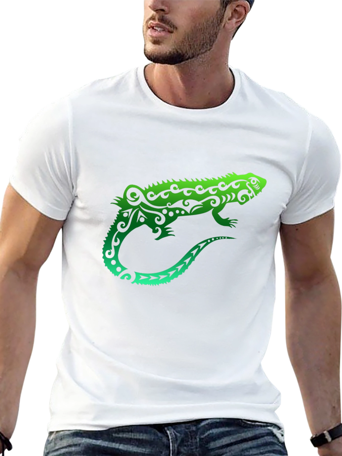 Tribal Iguana Black T-Shirt - Unique Design