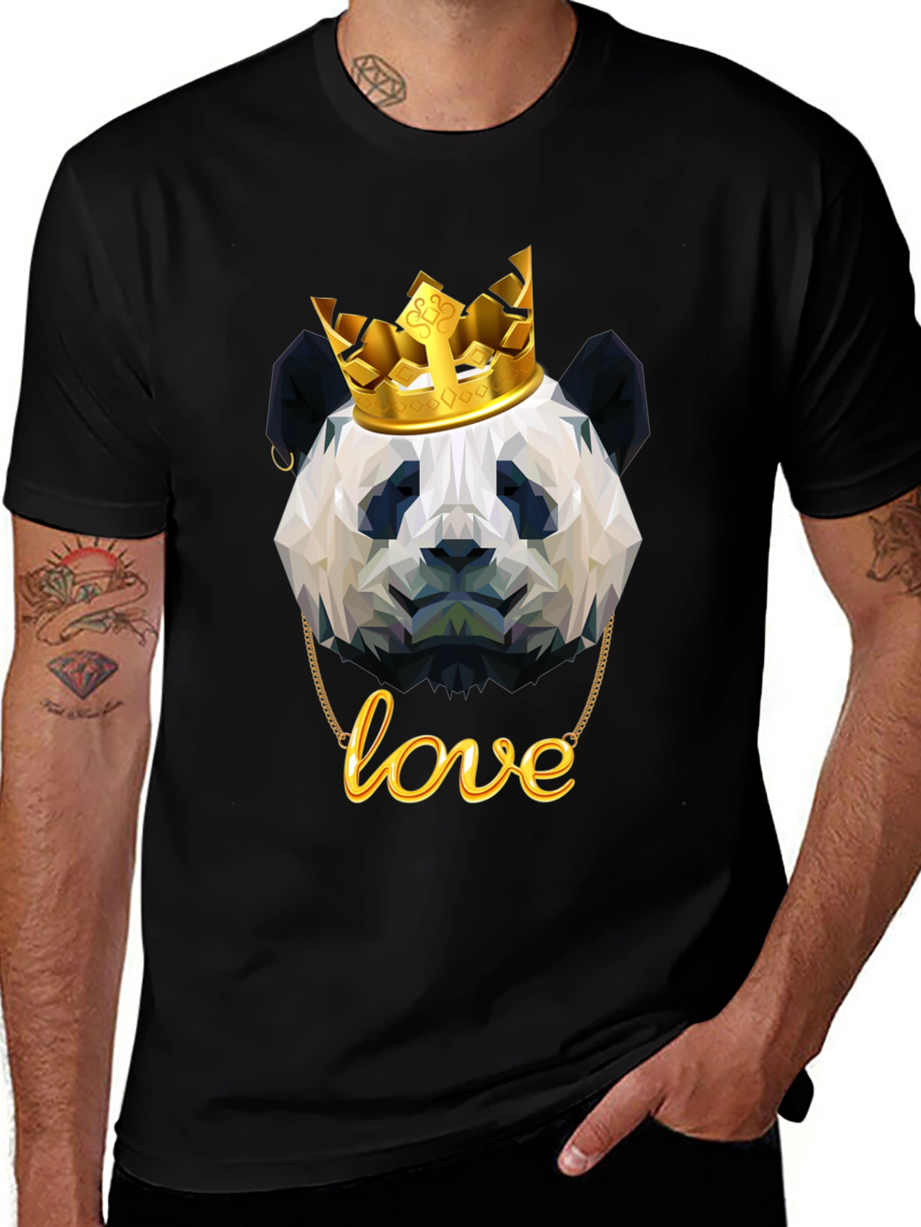 Panda King T-Shirt - Geometric Design