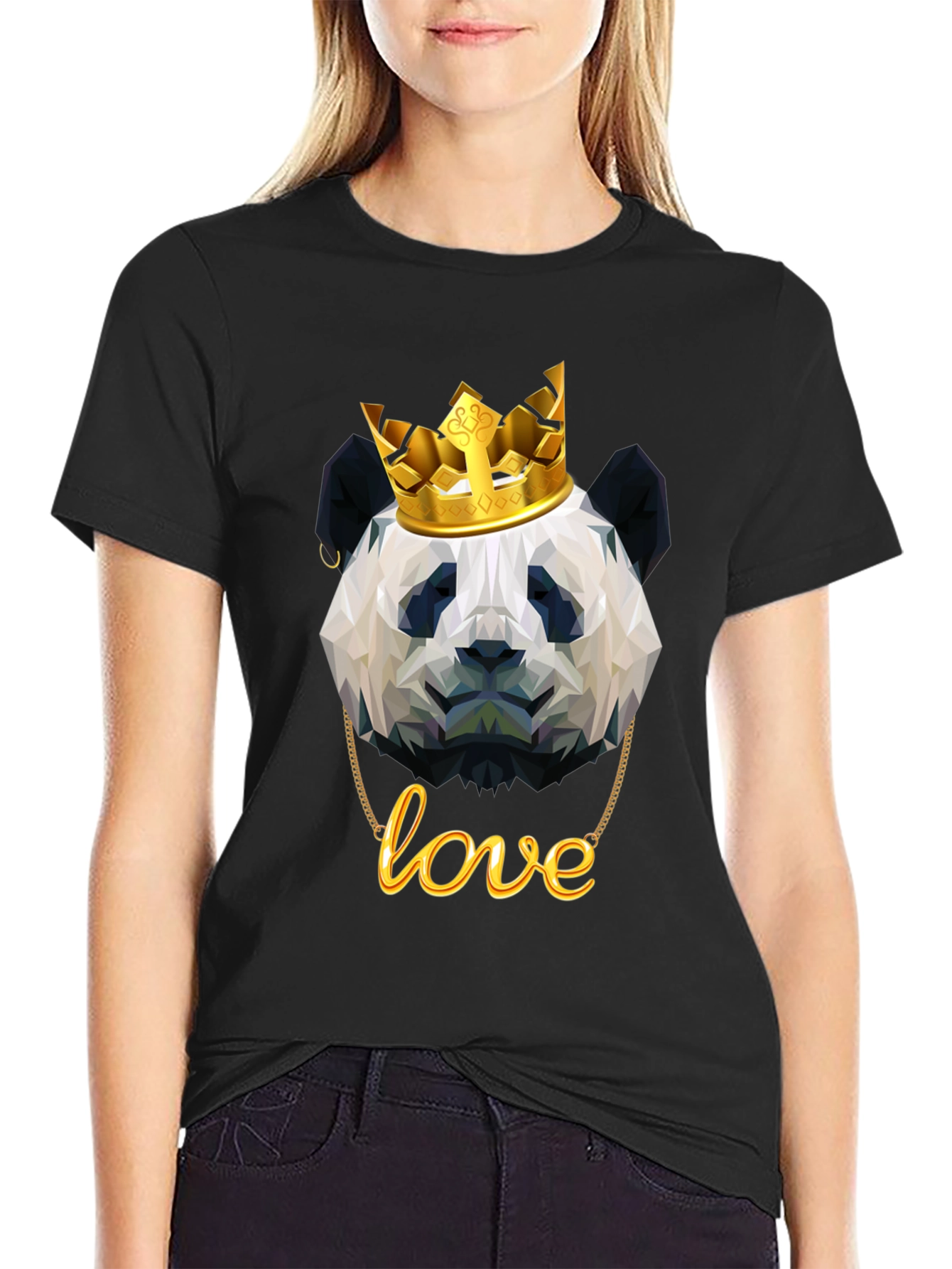 Panda King T-Shirt - Geometric Design