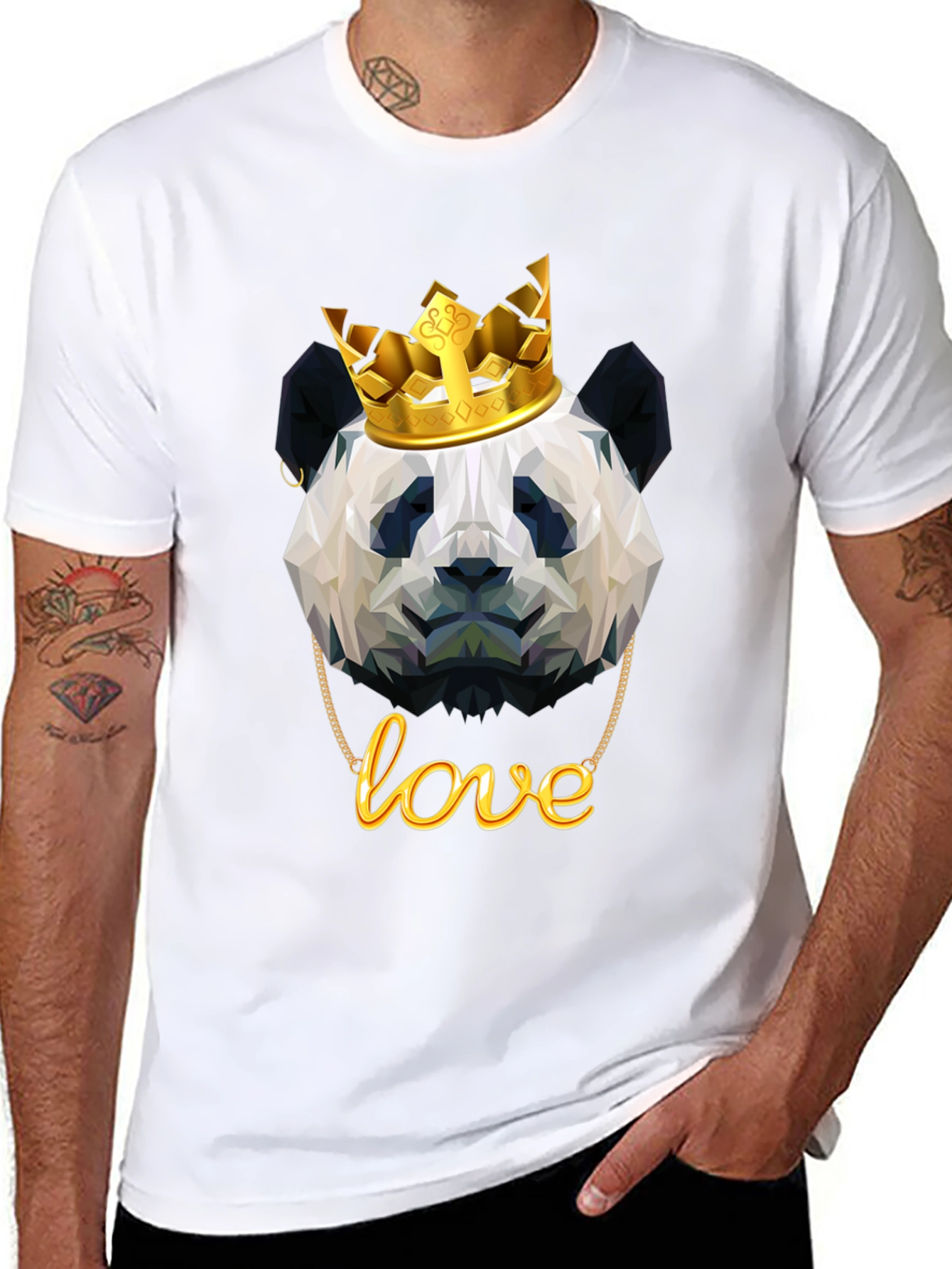 Panda King T-Shirt - Geometric Design