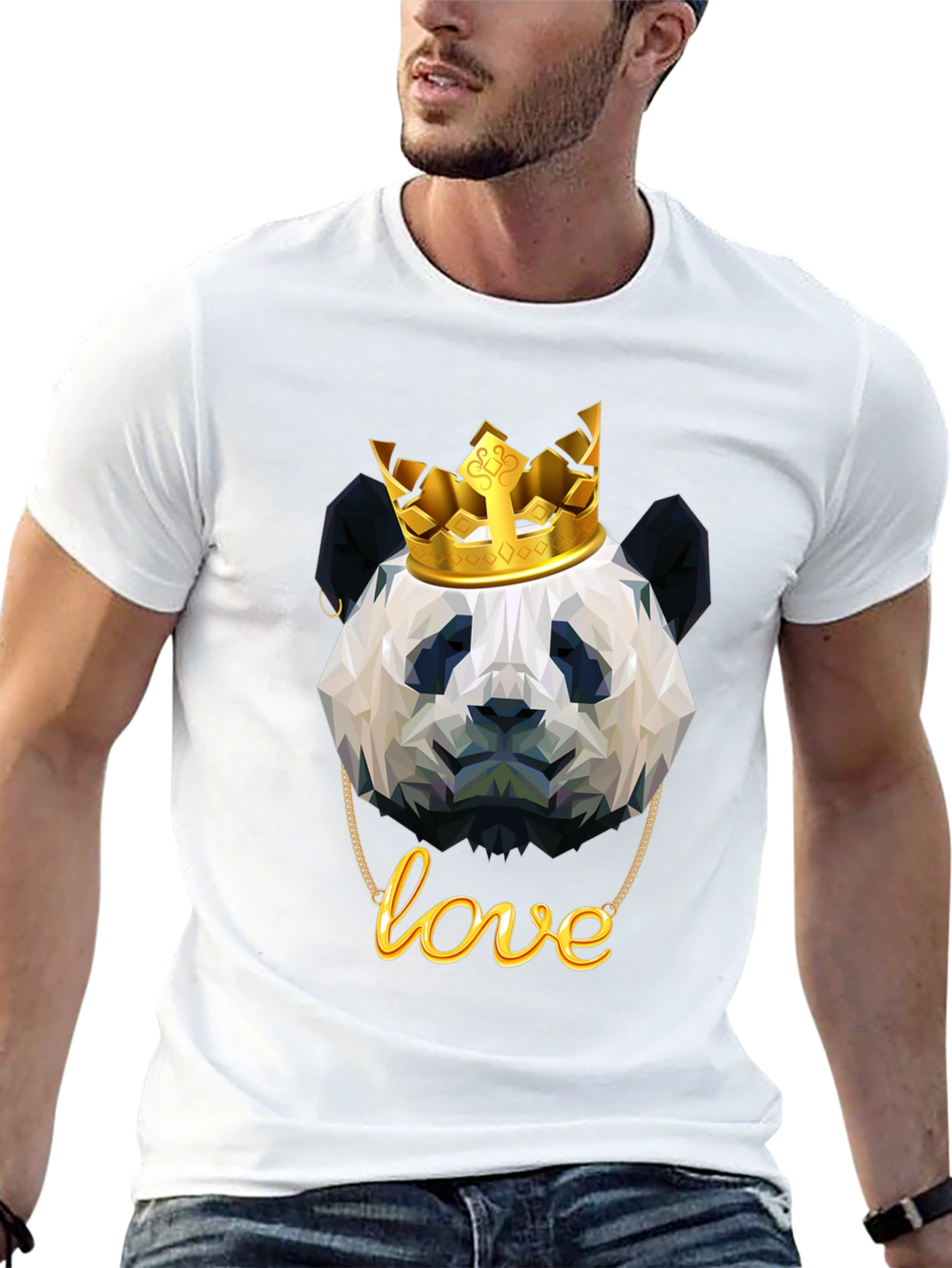 Panda King T-Shirt - Geometric Design