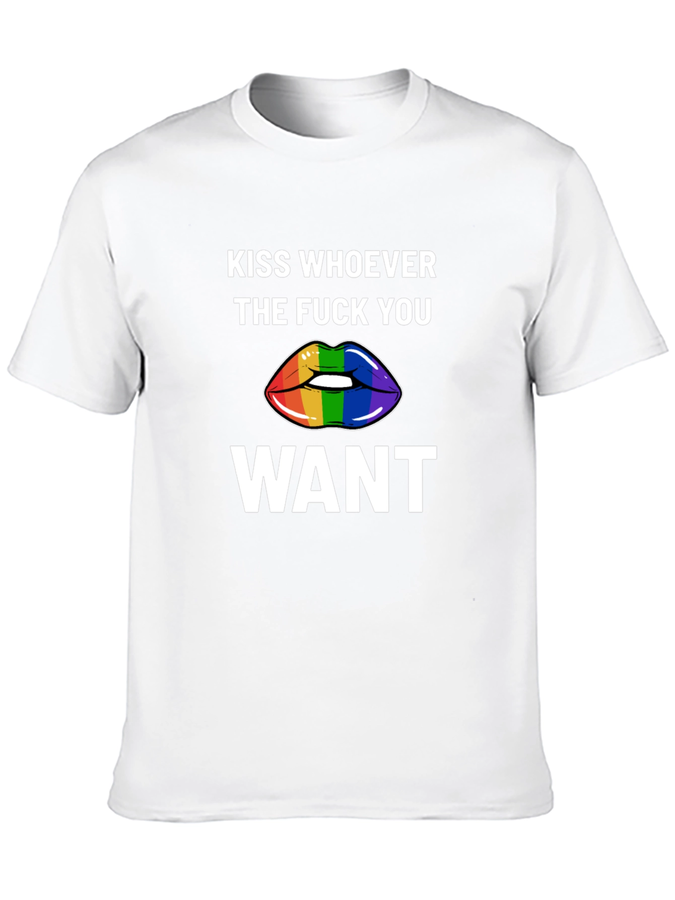 Kiss Whoever You Want Rainbow Lips Graphic Tee
